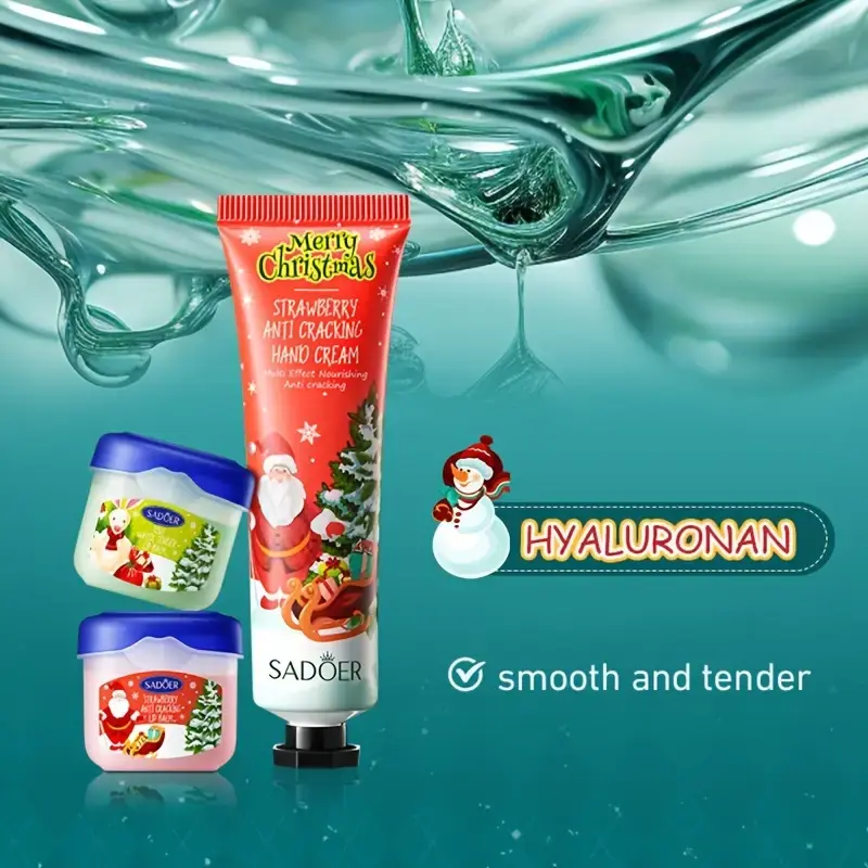 8PCS Christmas Moisturizing Anti-cracking Hand Cream and Lip Balm Combination Set,Hydrate,Moisturize Christmas Gift for Friends