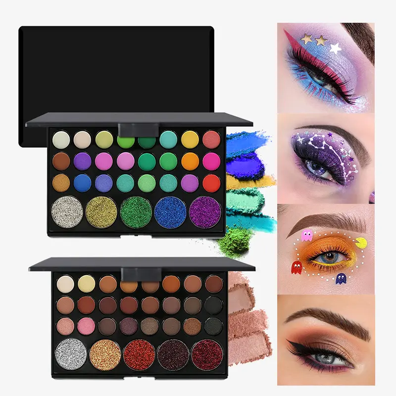 29 Colors Eyeshadow Palette Set with Mascara Eyeshadow Brush Earth Color Waterproof Long Lasting Music Festival Cosmetics Makeup