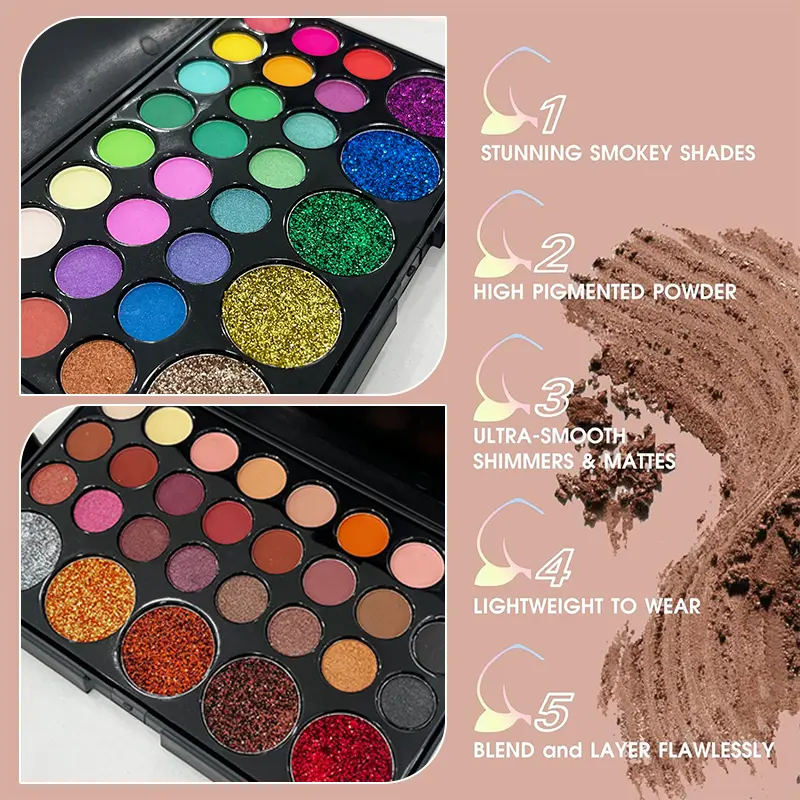 29 Colors Eyeshadow Palette Set with Mascara Eyeshadow Brush Earth Color Waterproof Long Lasting Music Festival Cosmetics Makeup