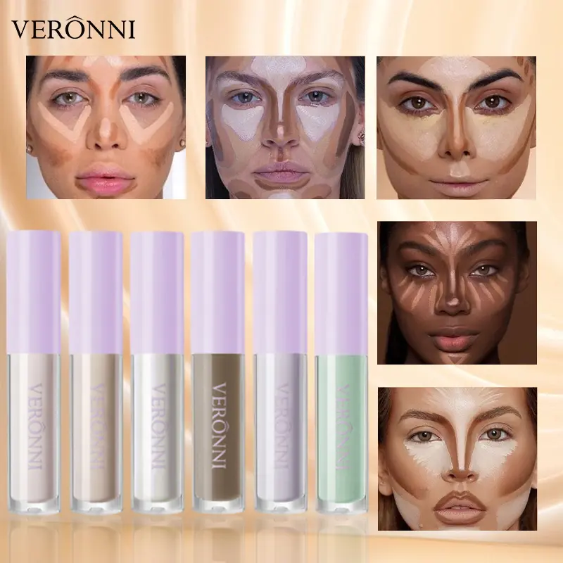6Color Liquid Contouring Concealer Cream Makeup Waterproof Moisturizing Lasting Cover Acne Dark Circles Foundation Face Cosmetic