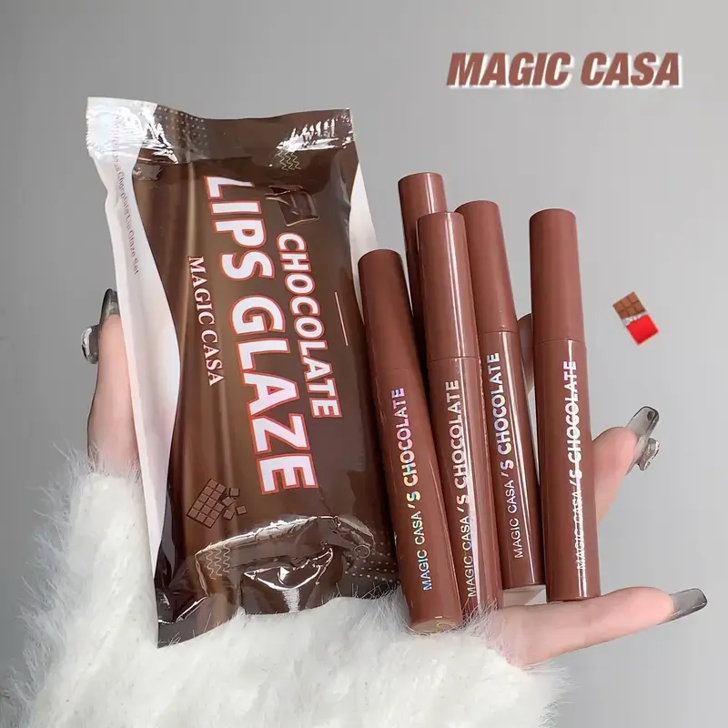 5-Pack Lava Chocolate Lip Glaze Set Moisturizing Moisturizing Lip Glaze Matte Lip Gloss Waterproof, No Makeup, Lip Gloss Does