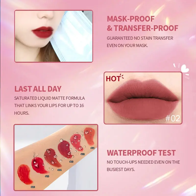 Matte Liquid Lipstick Velvet Nude Red Lip Gloss Long Lasting Non-stick Cup Lip Mud Cream Waterproof Makeup  for women Cosmetics