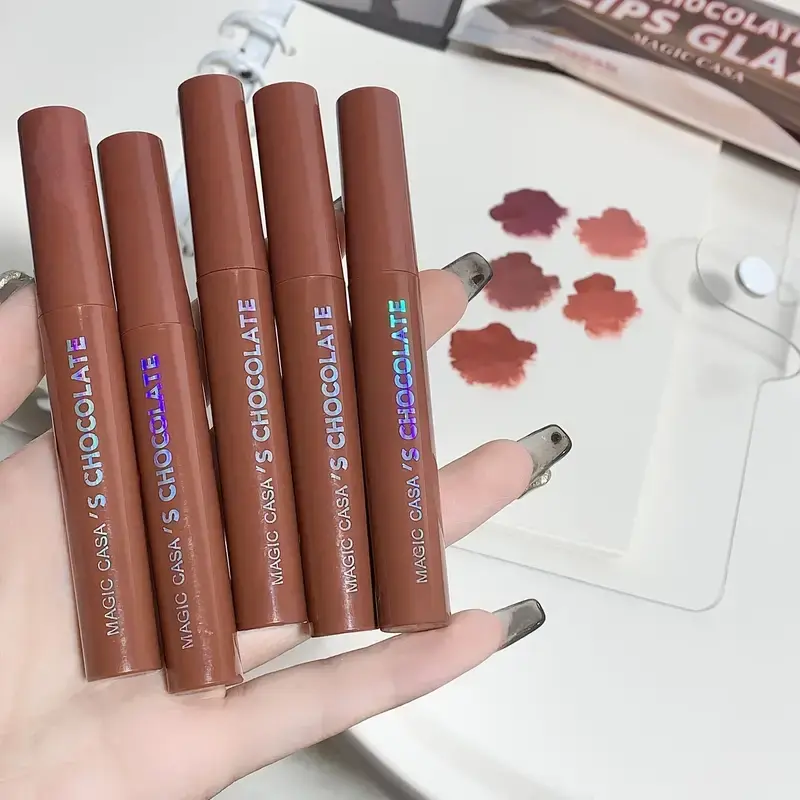5-Pack Lava Chocolate Lip Glaze Set Moisturizing Moisturizing Lip Glaze Matte Lip Gloss Waterproof, No Makeup, Lip Gloss Does