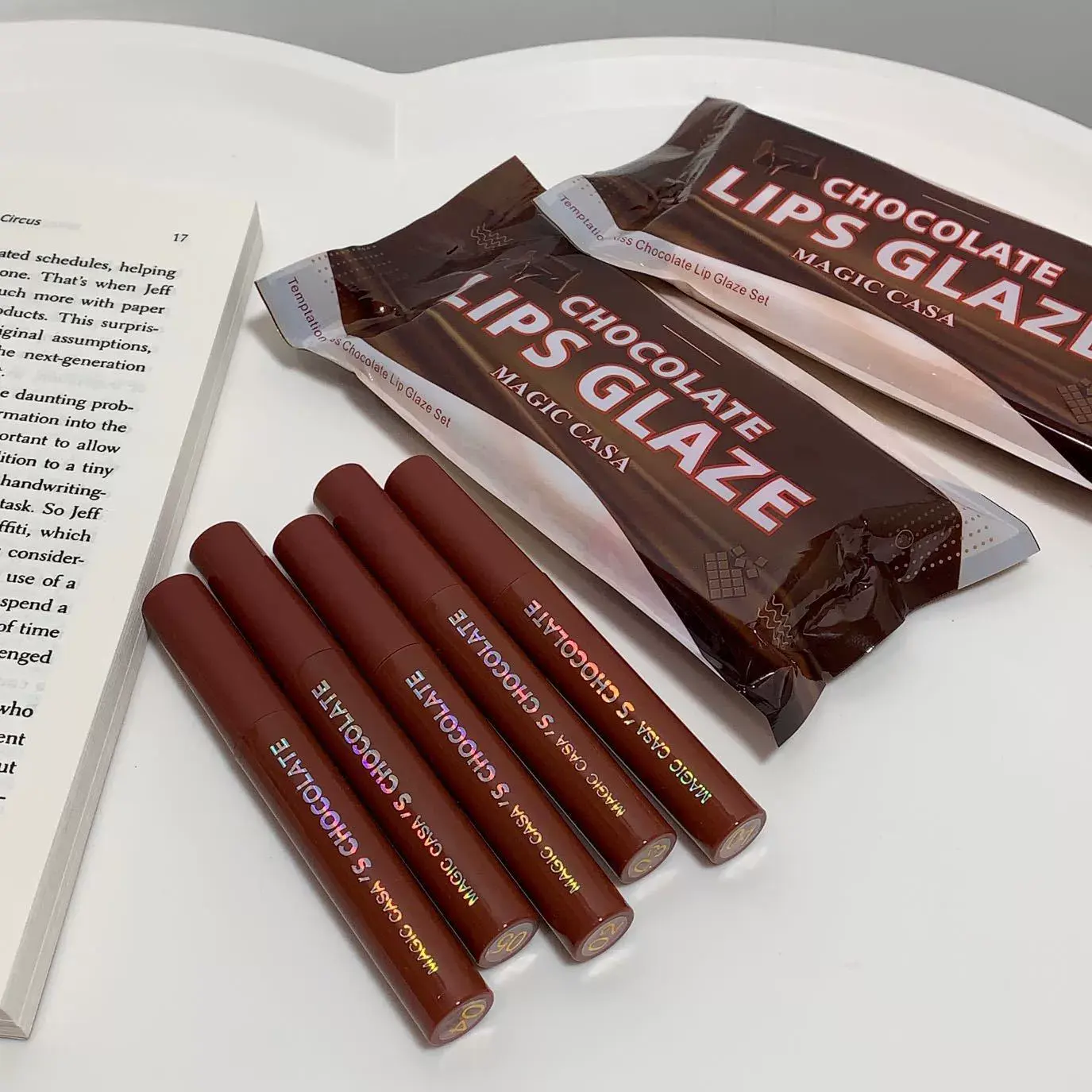 5-Pack Lava Chocolate Lip Glaze Set Moisturizing Moisturizing Lip Glaze Matte Lip Gloss Waterproof, No Makeup, Lip Gloss Does