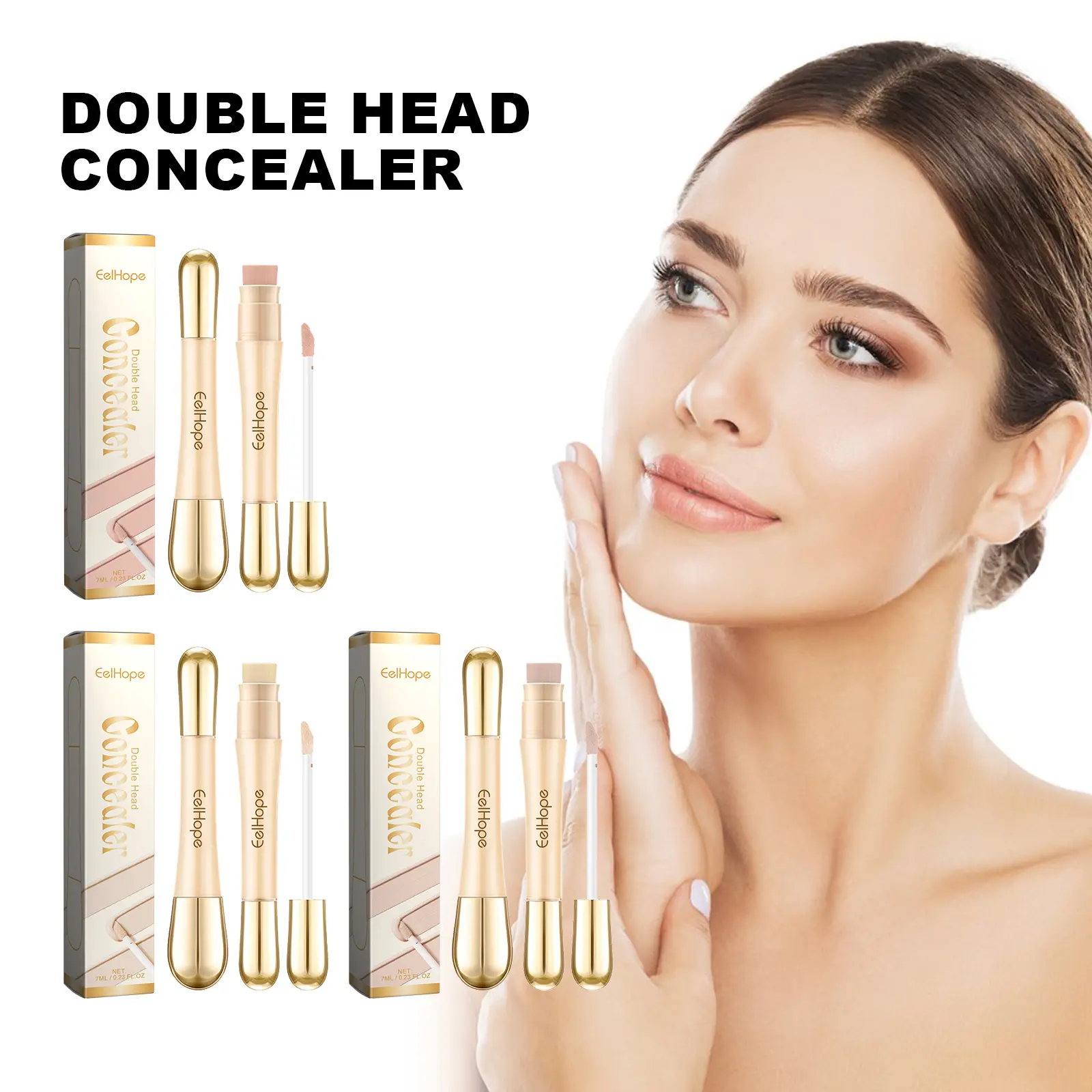 EELHOE Double Head Concealer Cover Acne Spot Highlighter Brightening Dual Shadow Long Lasting Matte Cosmetic Invisible Pore