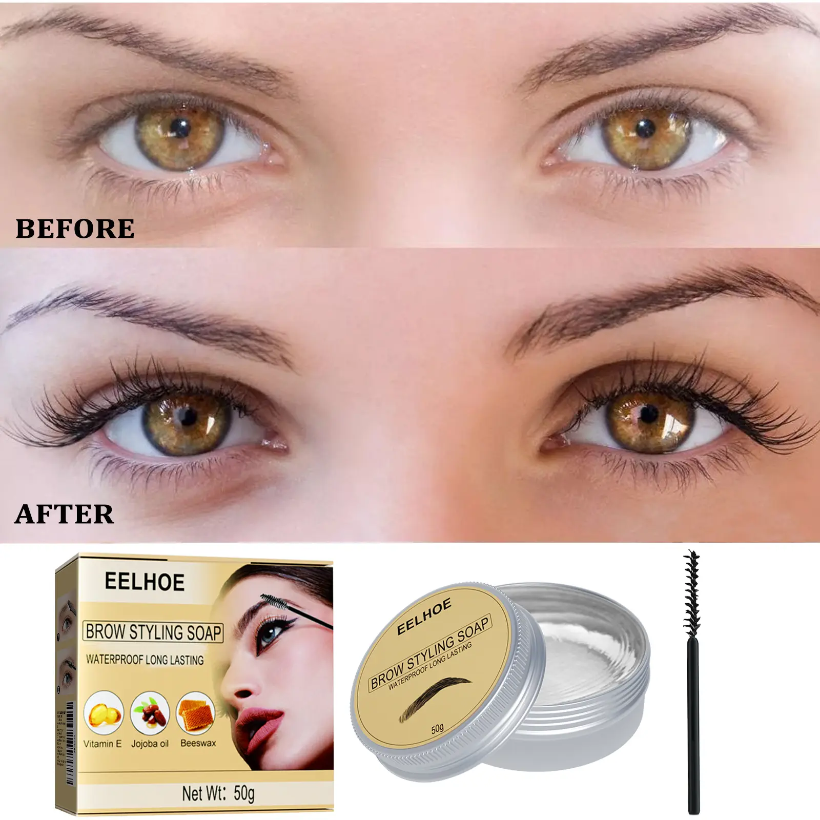 Transparent Eyebrow Cream  Transparent Natural Hold 3D Shaping, Long Lasting No Flaking, Waterproof & Smudge-proof