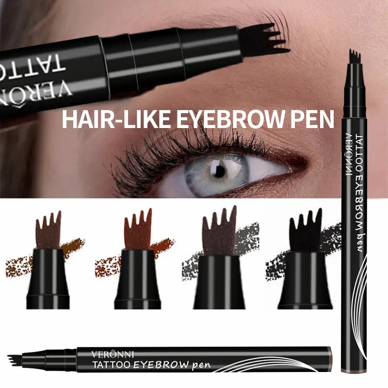 4D Waterproof 4Part Liquid Eyebrow Pencil Makeup, Natural and Wild Eyebrow Pencil Long Lasting Contouring Eyebrow Makeup Tool