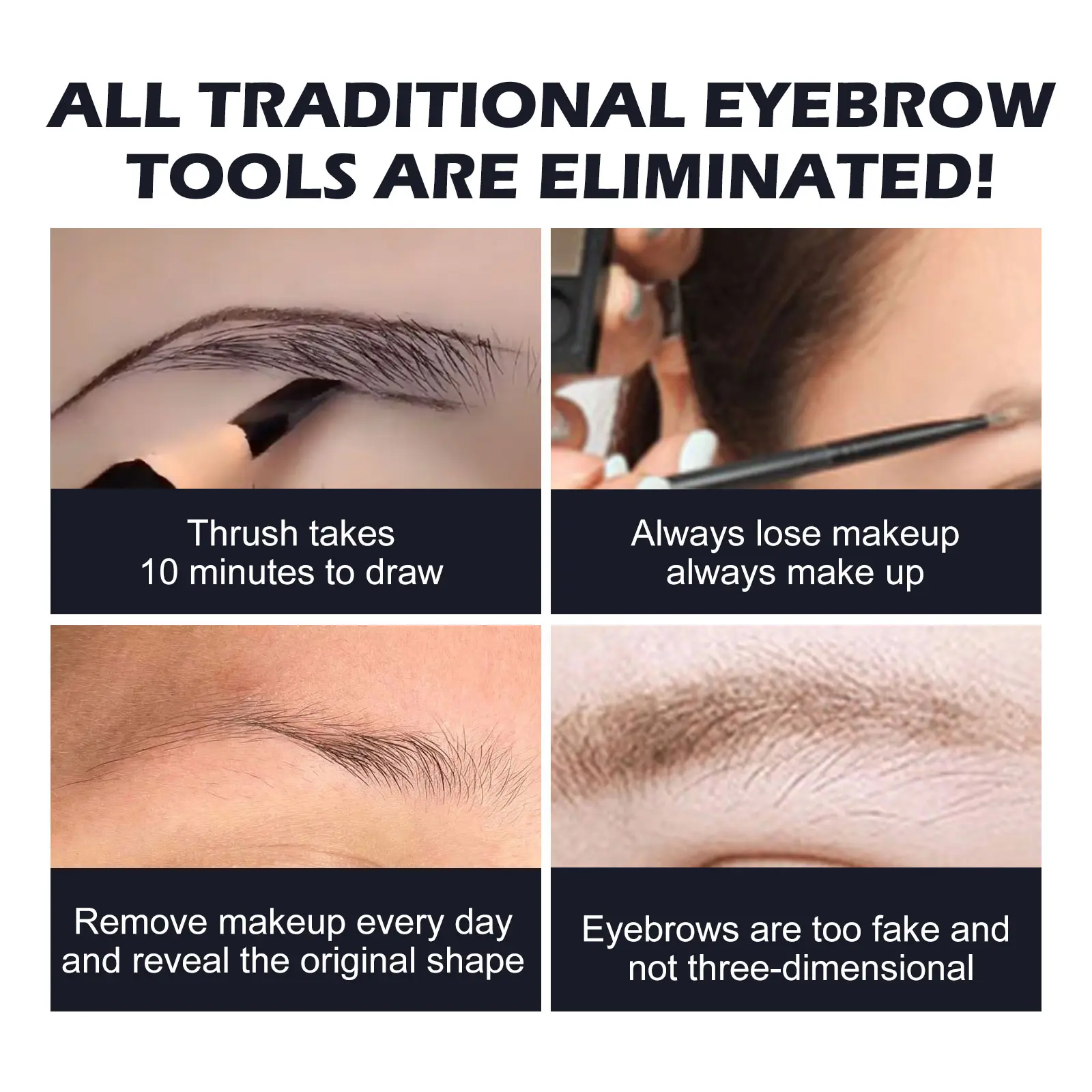 Stereoscopic Wild Eyebrow Powder Kit  Natural Long Lasting Waterproof Brow Makeup Set with Stamp, Smudge-proof & Easy to Use