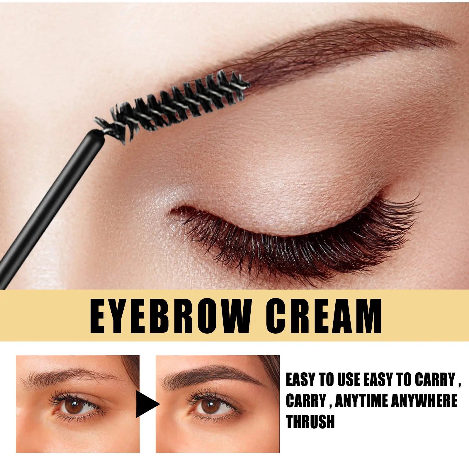 Transparent Eyebrow Cream  Transparent Natural Hold 3D Shaping, Long Lasting No Flaking, Waterproof & Smudge-proof