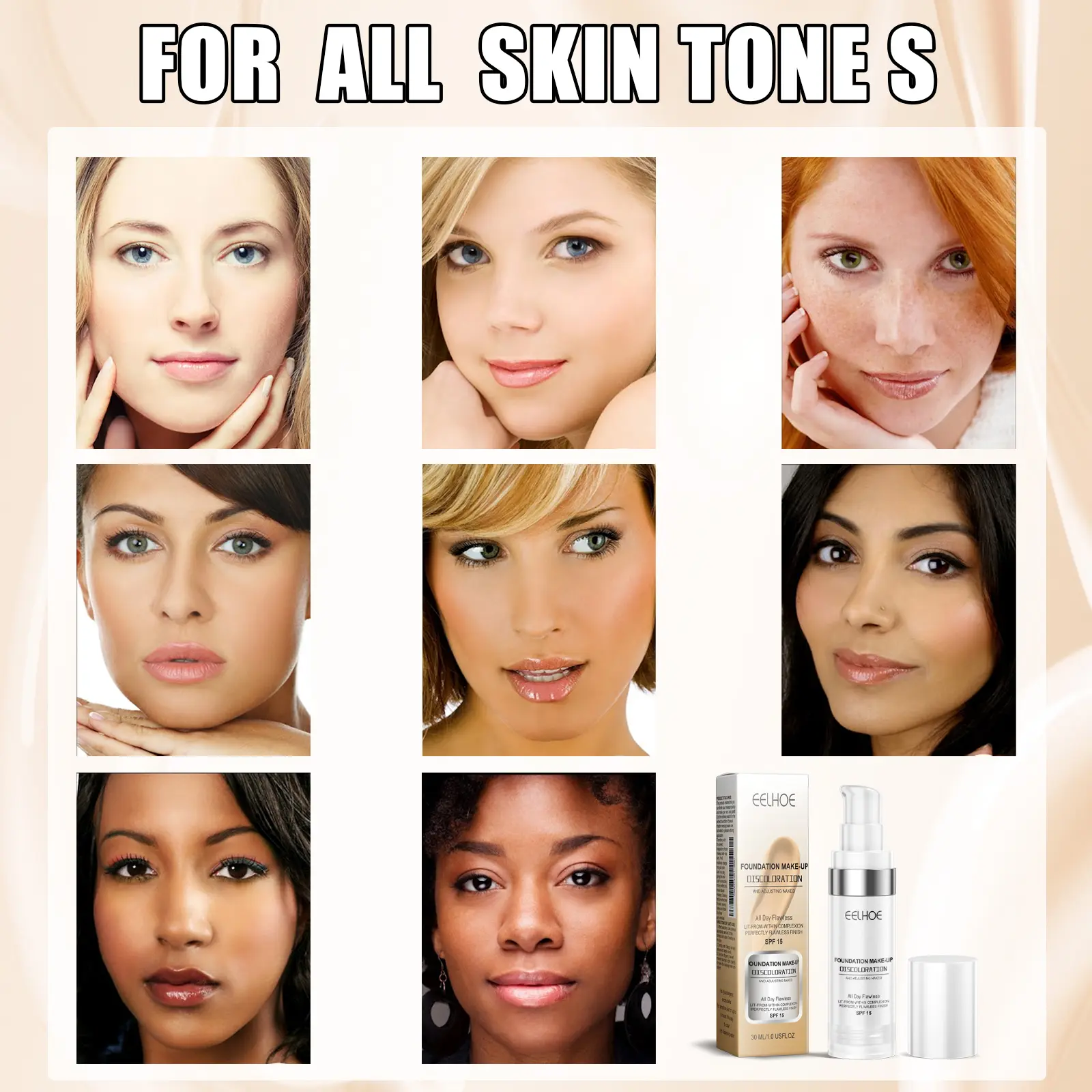 EELHOE 30ml Liquid Foundation Covers Flaws Sunscreen Waterproof Matte Moisturizer Quick Makeup Natural Face Makeup Portable