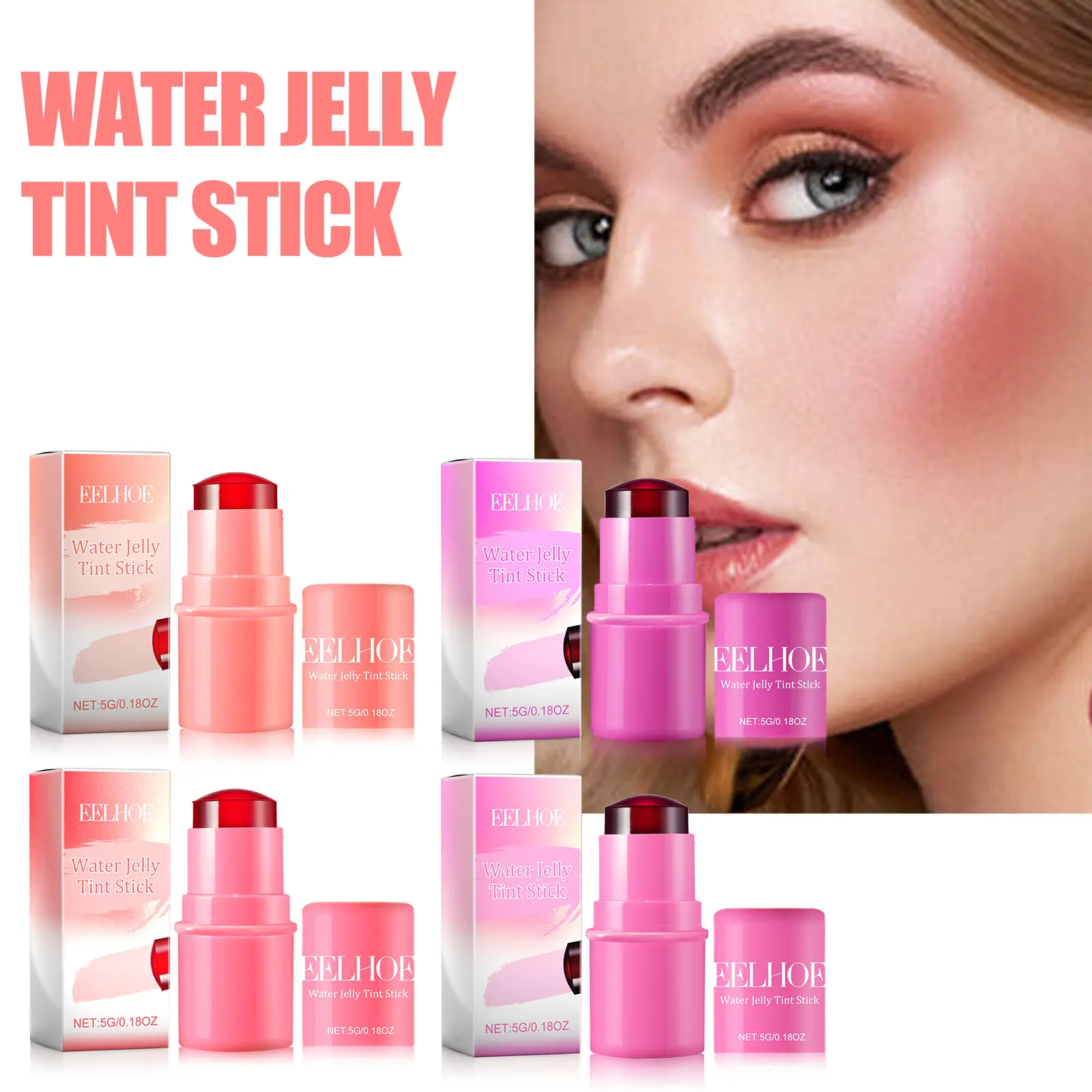 EELHOE Water Jelly Tint Stick Lazy people can achieve even skin tone and brightening, making it easy to Apply Blush Stick