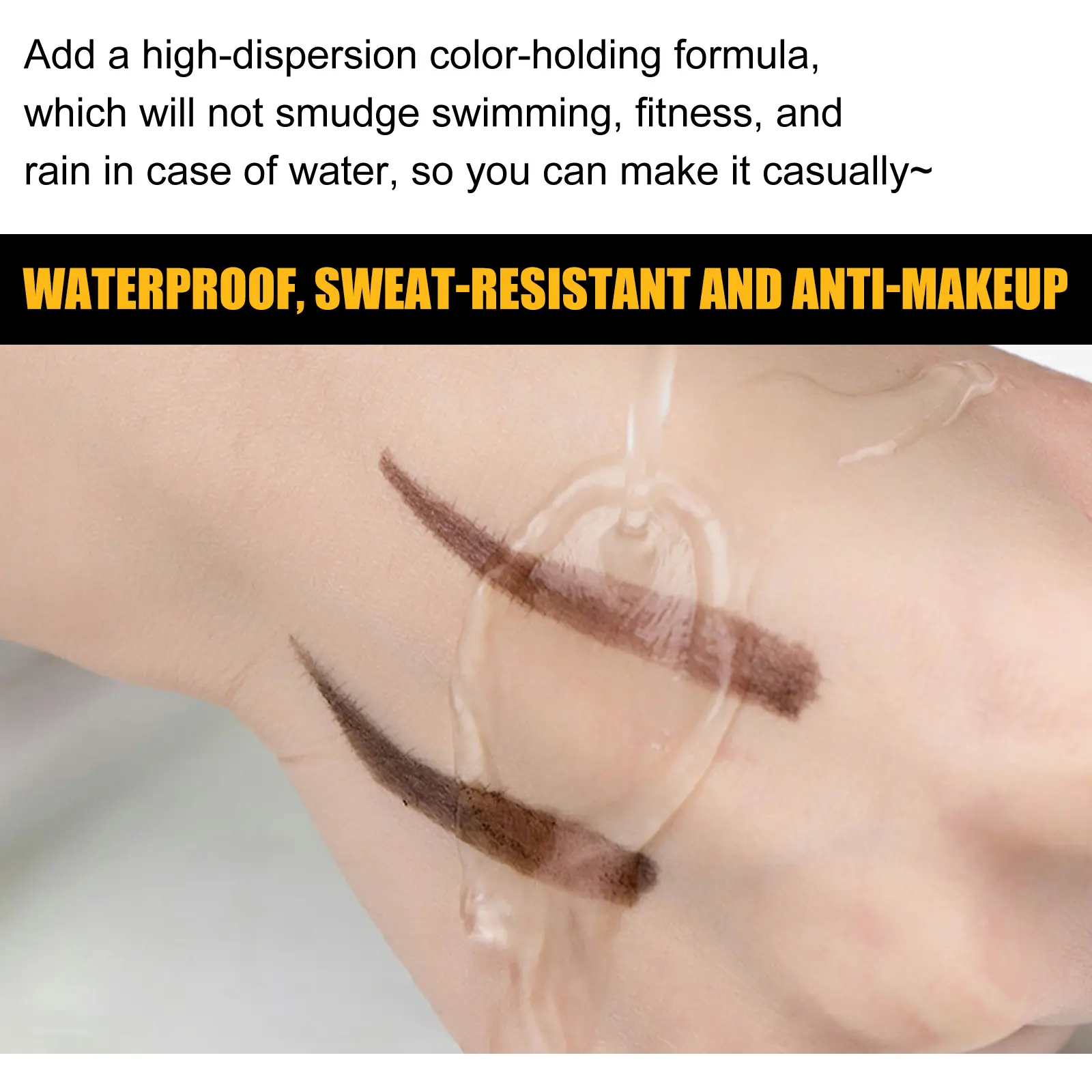 Waterproof Eyebrow Tint Black  Smudge-proof Natural Looking Brows, 48H Wear, Creates Hair-like Strokes, Vegan