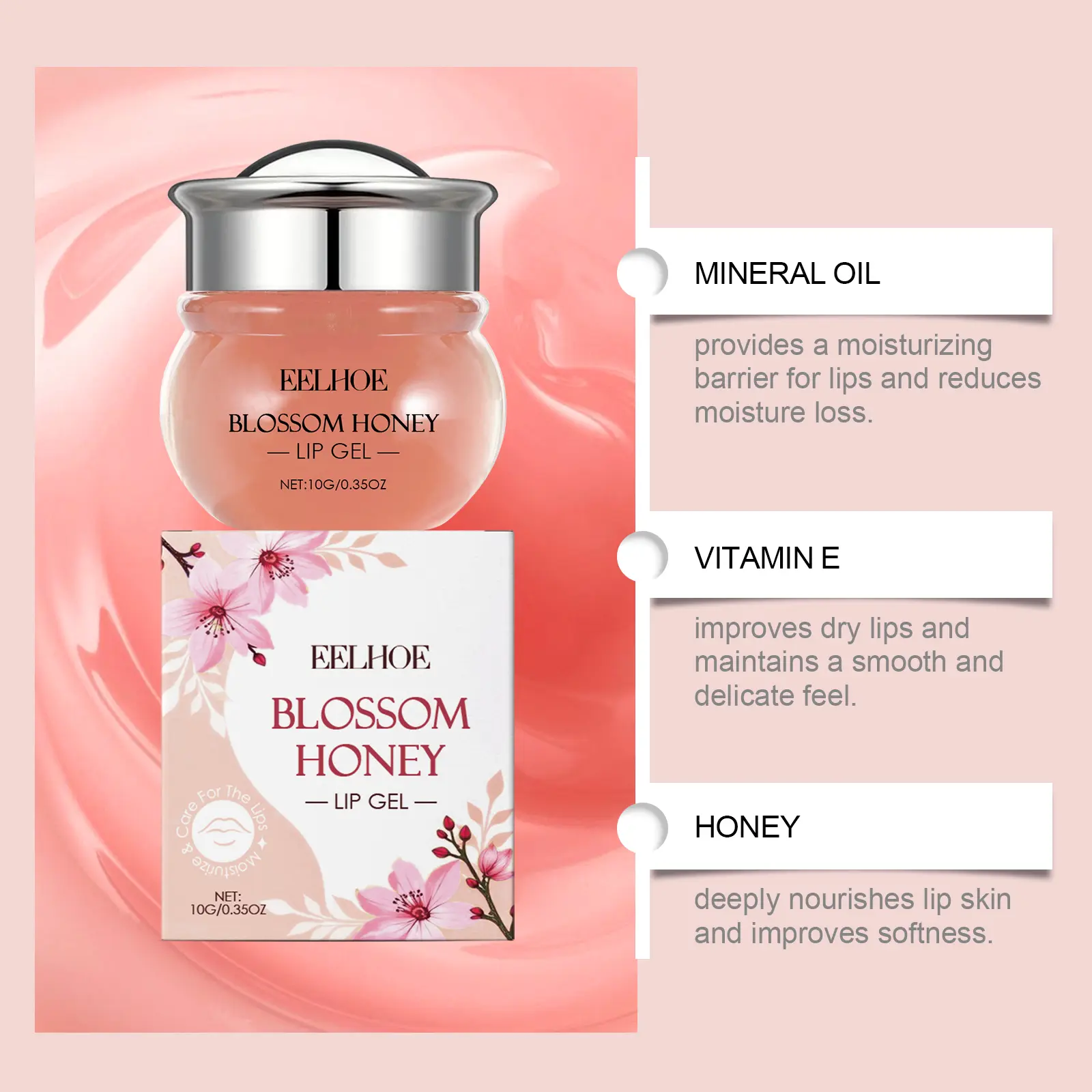 Vitamin E Sakura Lip Moisturizing Gel Supports Dry and flaky lips Moisturizes Lips.Improves Lip Gloss and Lasting Moisturizing