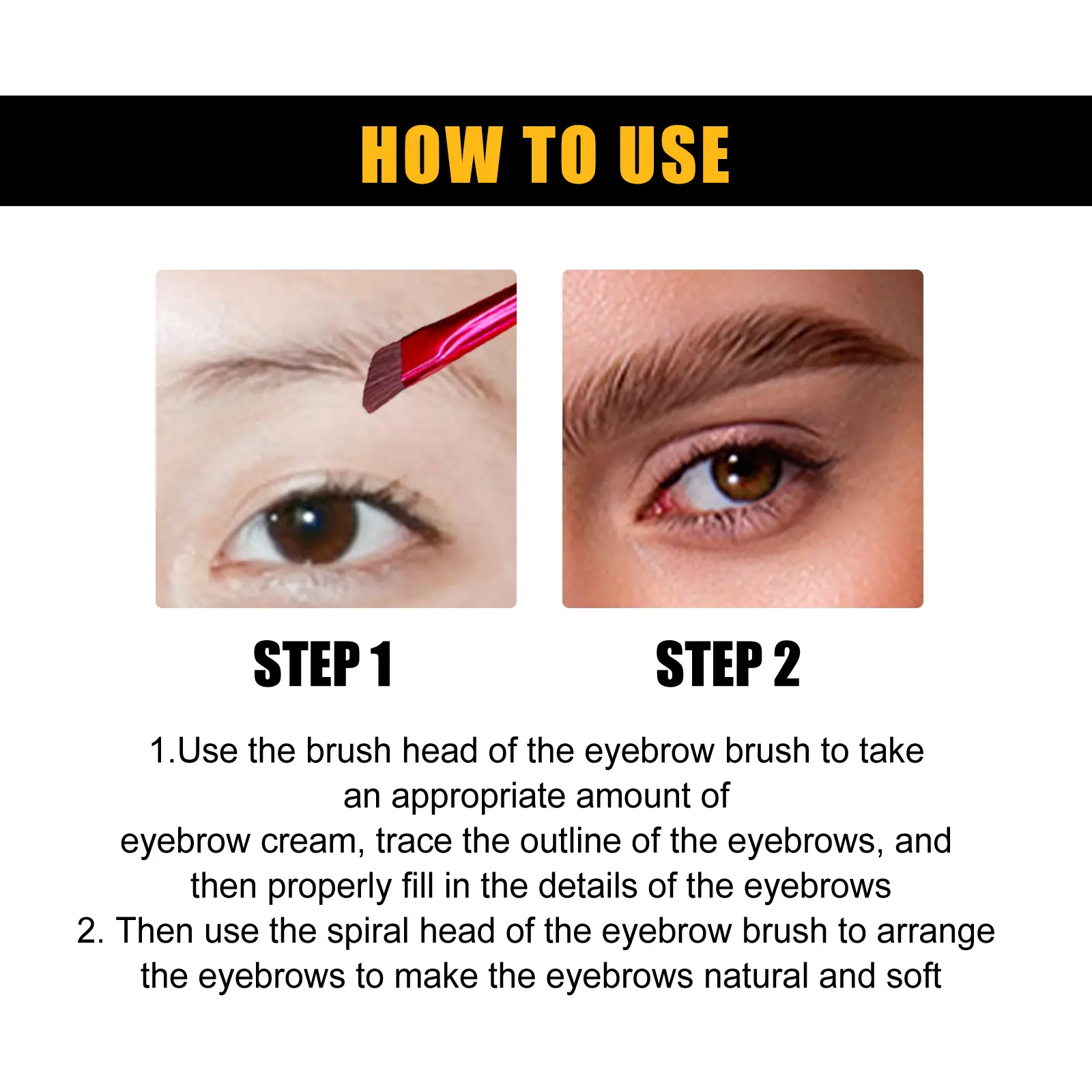 Dark Brown Eyebrow Tint  Waterproof & Smudge-proof, Natural 3D Wild Brows, Long Lasting Color with Brush, Vegan Formula