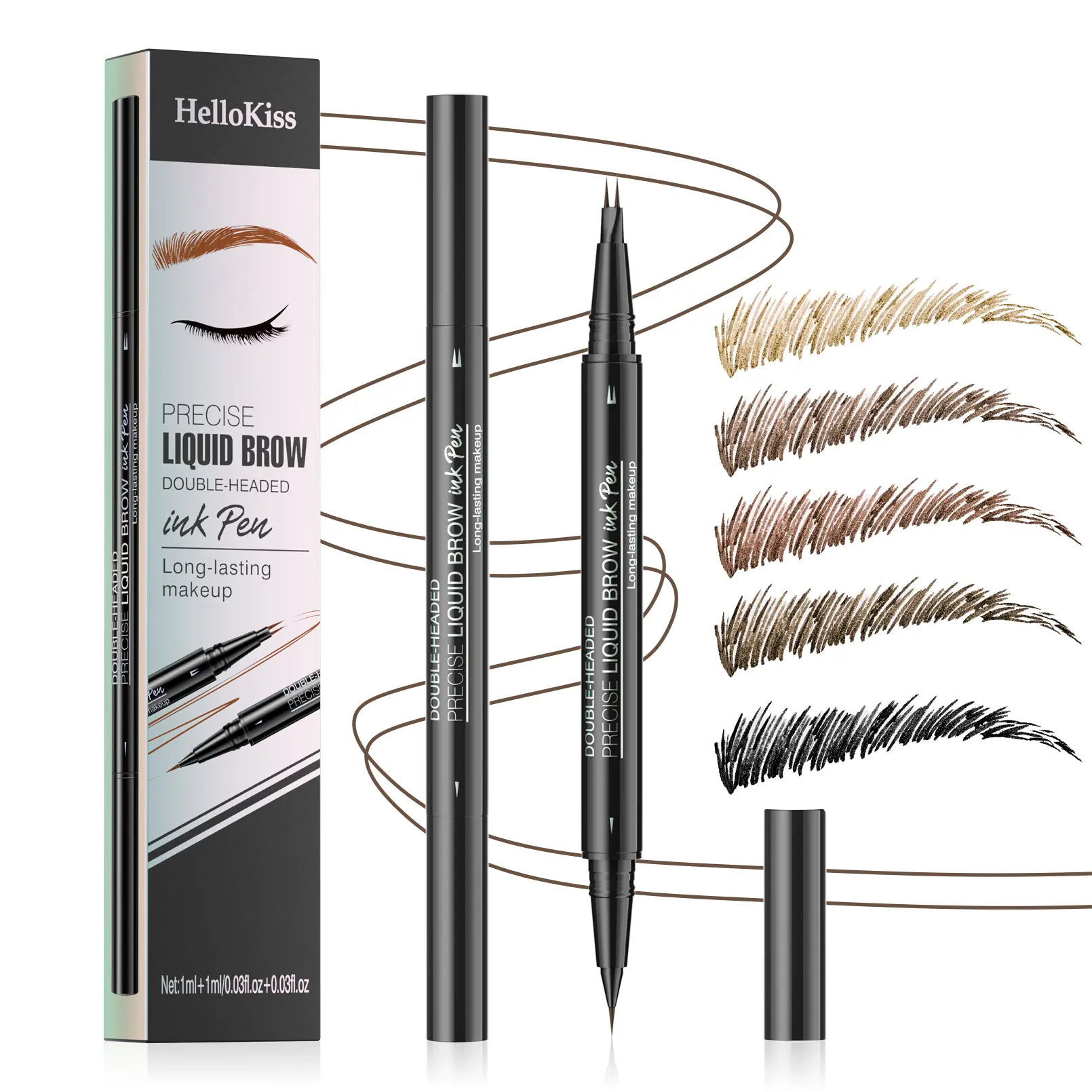 Dual-Ended Forked Tip Eyebrow Pencil with Brush, 2-in-1 Waterproof and Smudge-Proof, Precise Definition for Natural Looking Brow