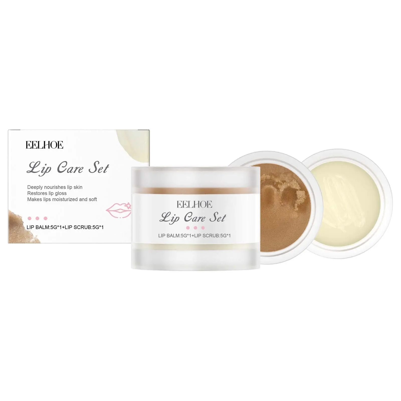 EELHOE Nourishing and Moisturizing Lip Care Kit, Gentle Moisturizing Cleansing Horny Soft Smooth Lip Care