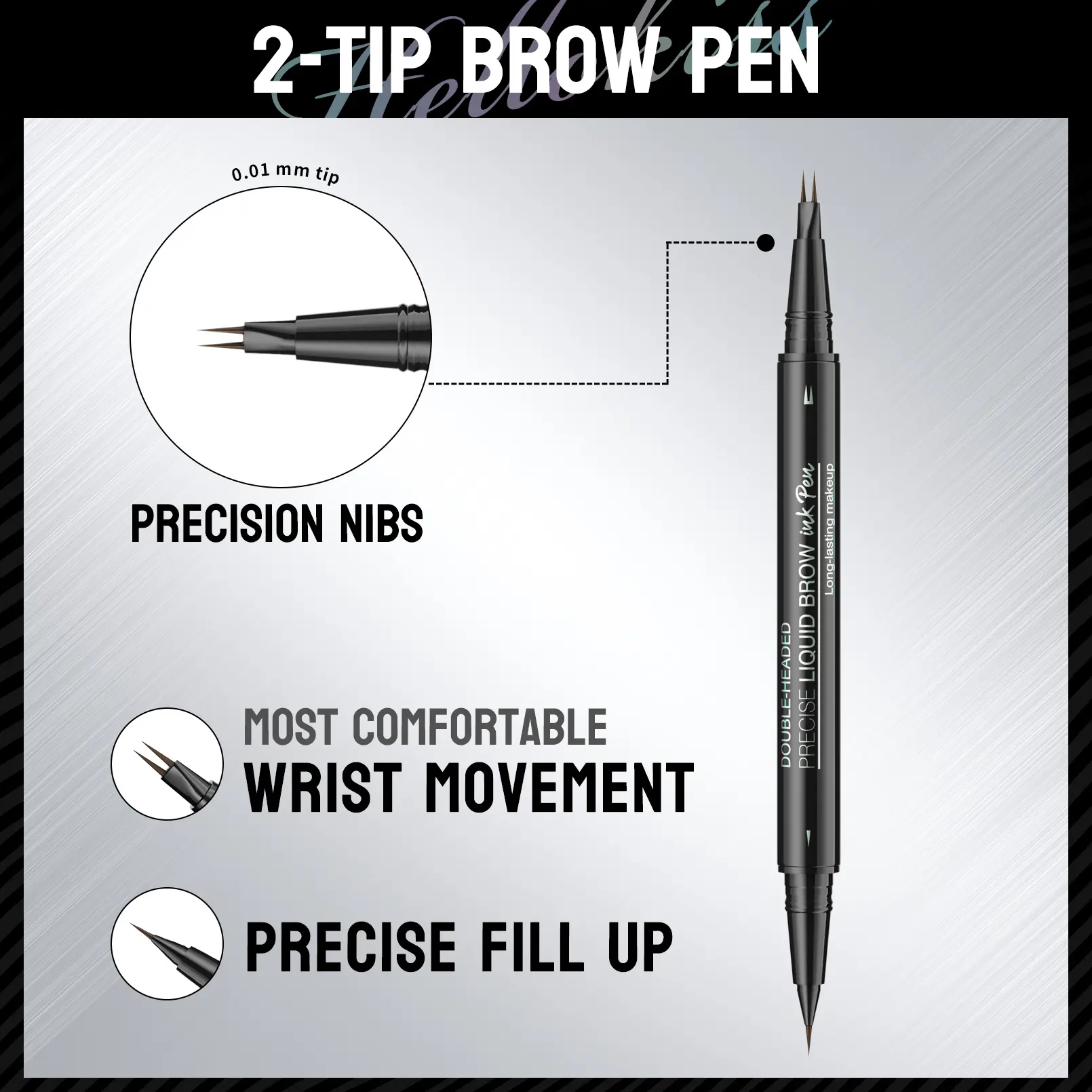 Dual-Ended Forked Tip Eyebrow Pencil with Brush, 2-in-1 Waterproof and Smudge-Proof, Precise Definition for Natural Looking Brow