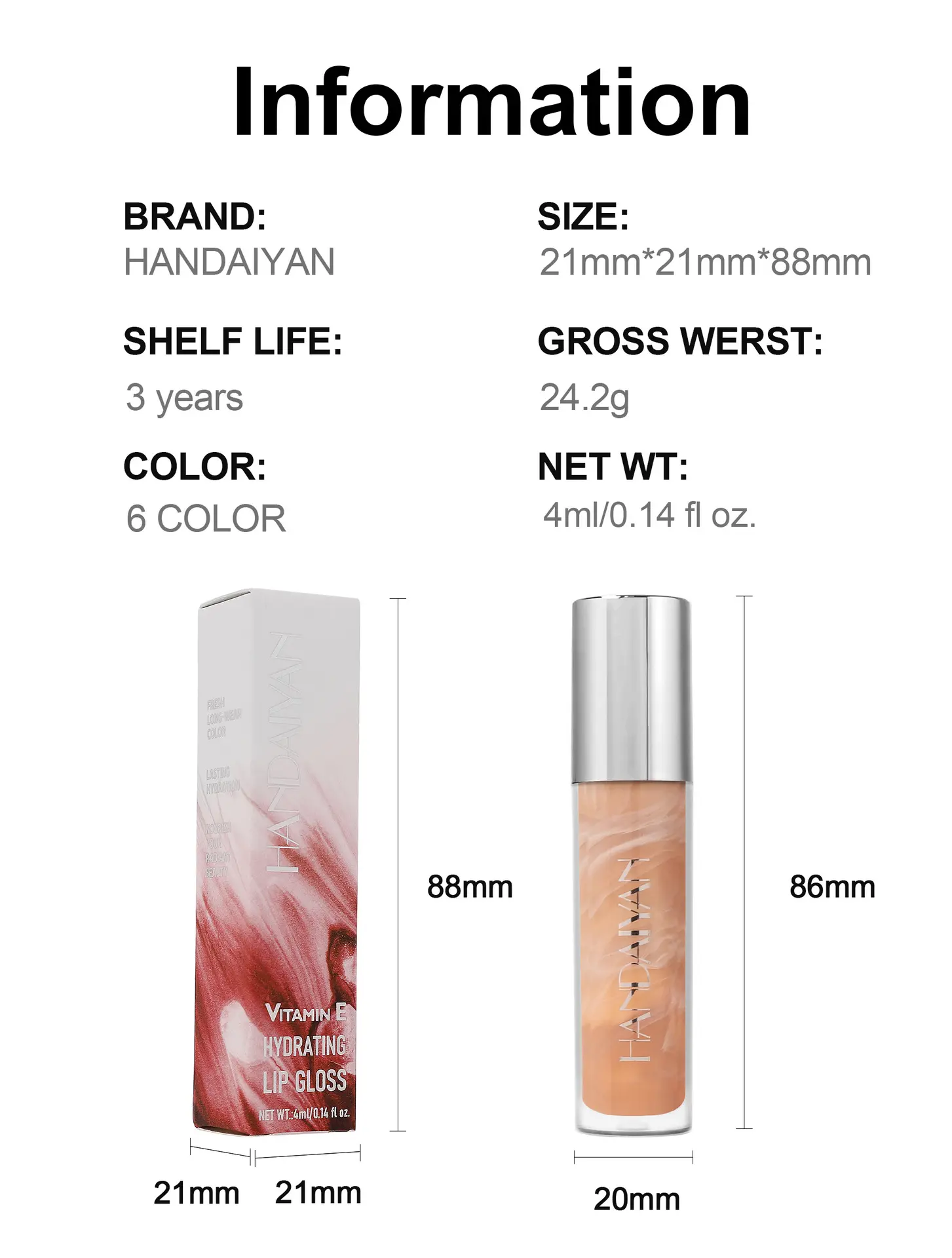 Marble mirror natural three-dimensional Paint light soft mist easycolor lip glaze Moisturizes lips without fading gloss lipstick