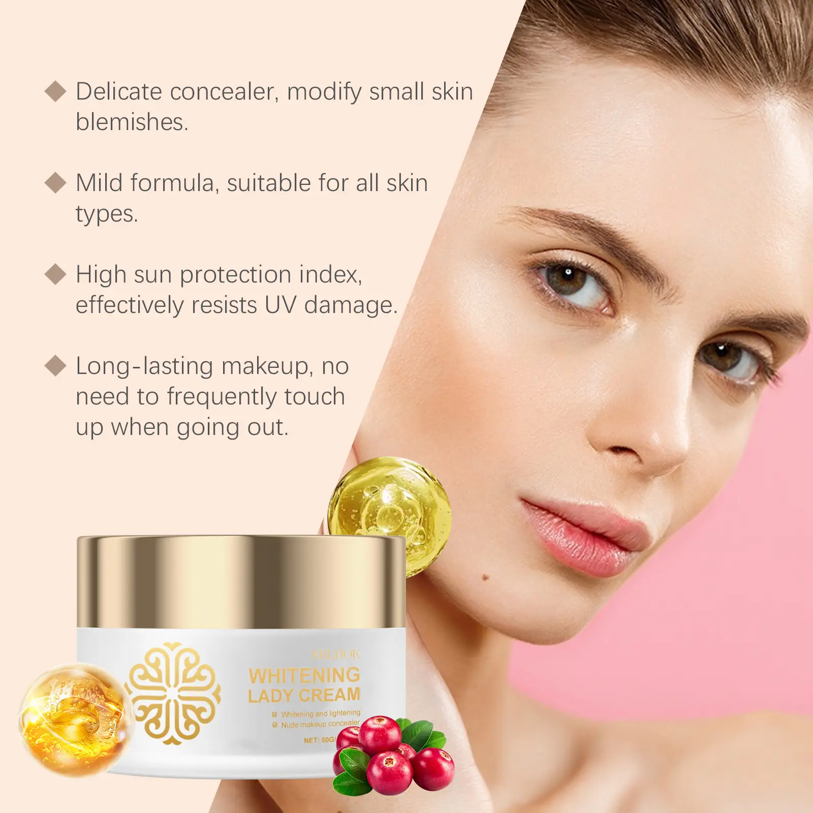Nude Makeup Concealer Brightening Skin Invisible Pore S-pots Scars Blemish Full Coverage Concealer Foundation Cream Lazy Make Up