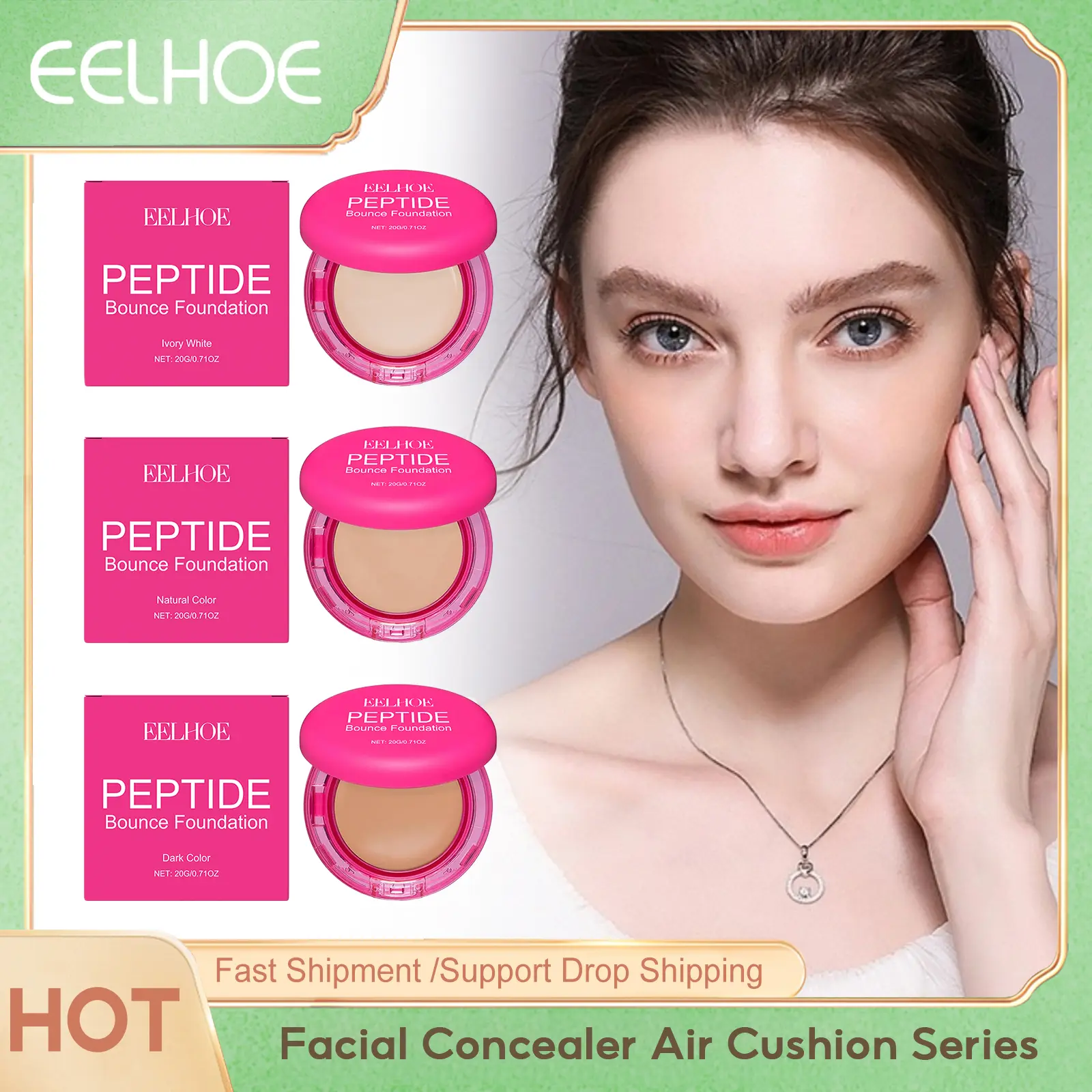 Eelhoe Facial Concealer Air Cushion Series Full Coverage Cover Black Eye Circles Oil Control For Dark Skin Makeup Concealer 20g