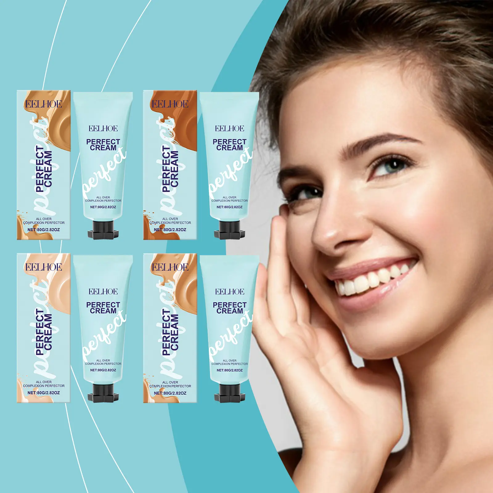 ​EELHOE Perfect Cover BB Cream Nicotinamide Face Brightening Lightweight Refreshing Long Lasting Wear Concealer Makeup Products