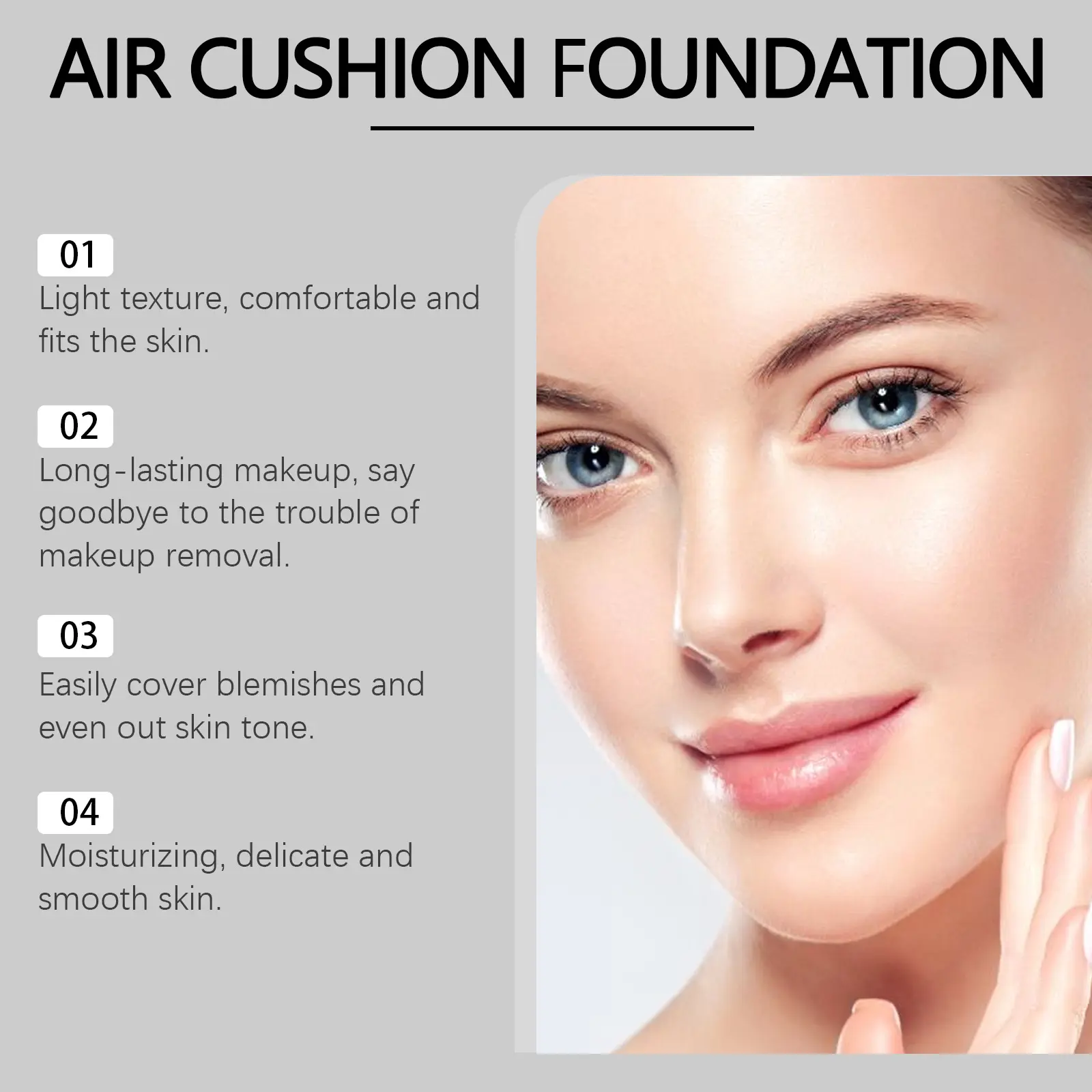 EELHOE Air Cushion Liquid Foundation Mushroom Head Makeup Cosmetics Waterproof High Coverage Makeup Base Moisturizing Foundation