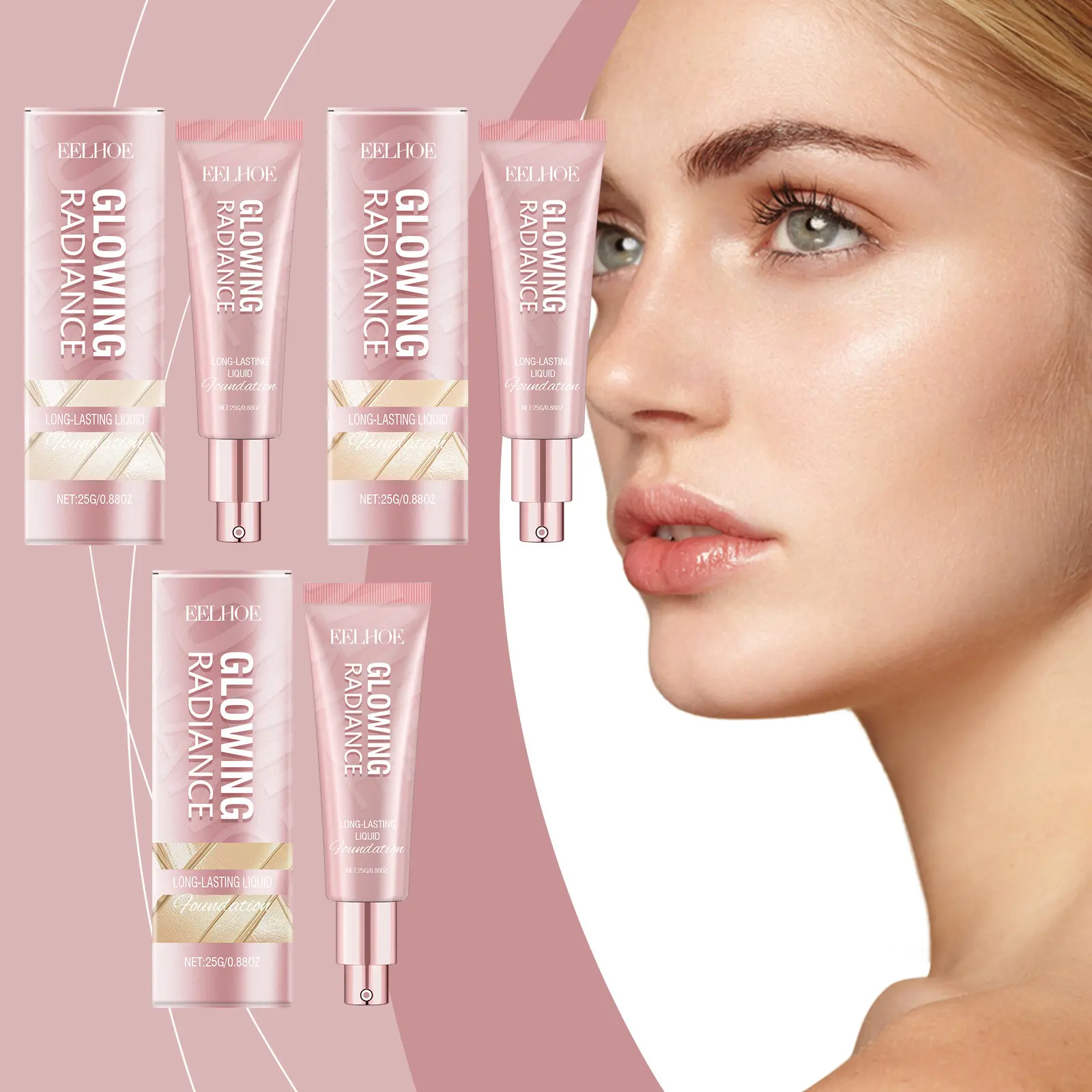 Eelhoe Vitamin E Makeup Liquid Foundation Lasting Moisturizing Wearing Full Coverage Light and Thin Base Waterproof Foundations