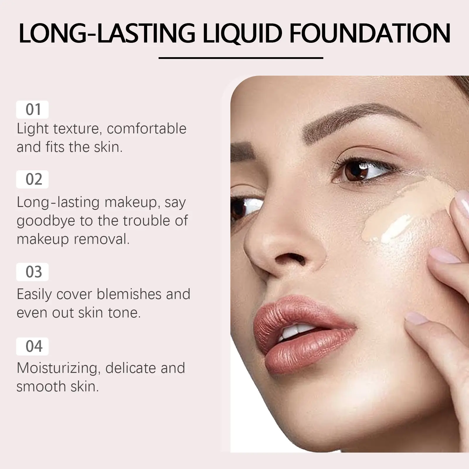 Eelhoe Vitamin E Makeup Liquid Foundation Lasting Moisturizing Wearing Full Coverage Light and Thin Base Waterproof Foundations