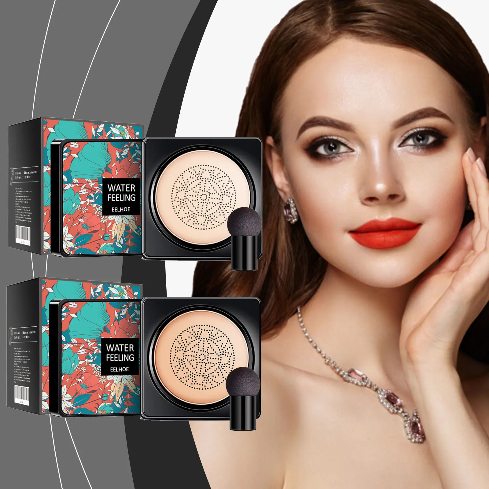 EELHOE Air Cushion CC Cream Sweatproof Matte Finish Cover Blemishes Face Magic Base with Mushroom Head Puff CC Cream Foundation