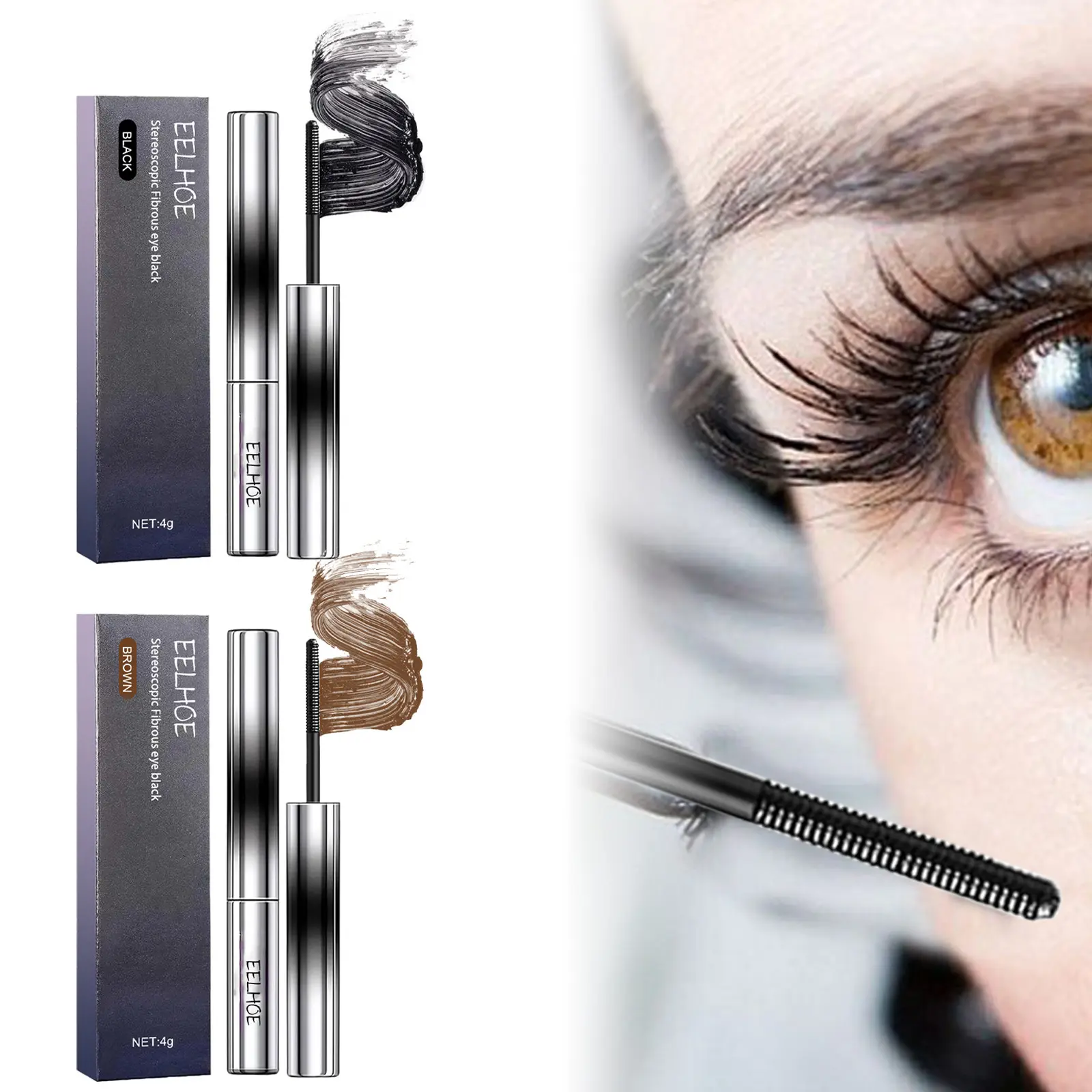 EELHOE Lengthening Mascara Fiber Lash Extension Thick Curling Enhance Eyelashes Cosmetic Make Up Long Lasting Waterproof Mascara