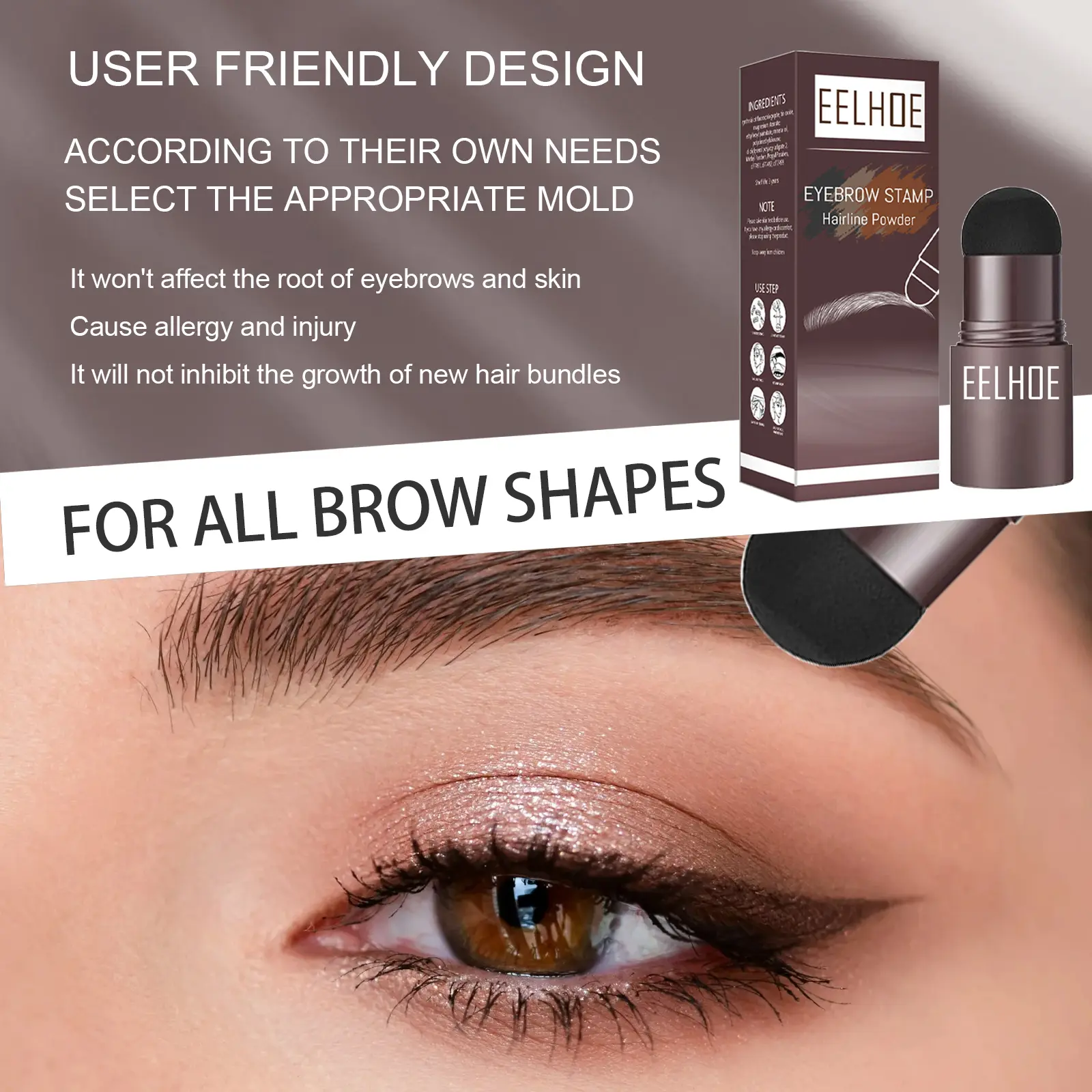 Eyebrow Stamp Kit Dark Brown Waterproof Eyebrow Powder, Lazy Girl Eyebrow Makeup, Hairline Powder, Easy Fill & Shape