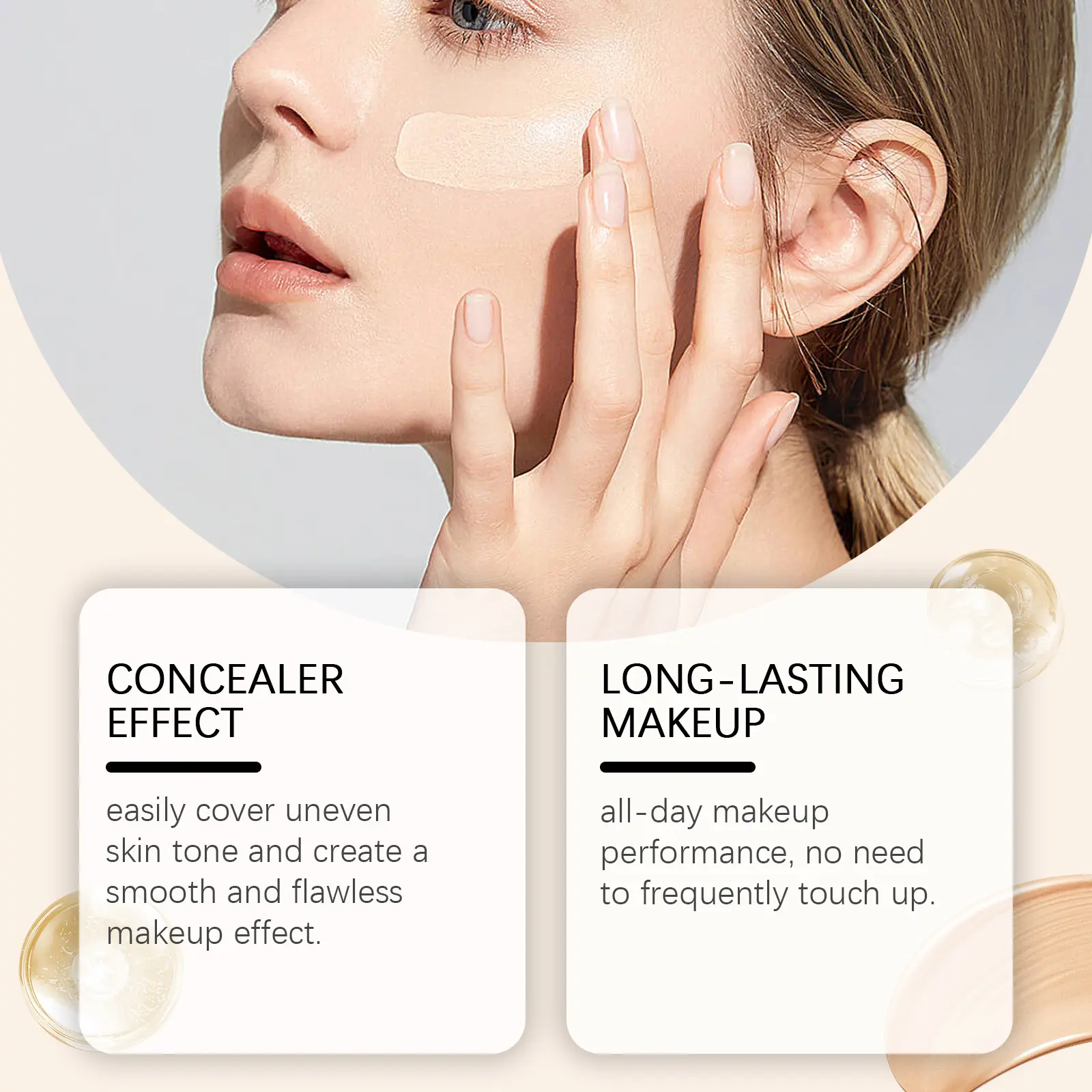 Eelhoe Hyaluronic Acid Foundation Concealer Long Time Moisturizing Full Coverage Waterproof Base Makeup Liquid Foundation Cream