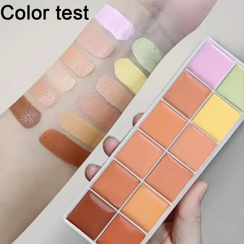 VERONNI 12Color Concealer Palette with Brush-Natural Cream Acne Spot Dark Circles Cover Face Foundation Brighten Cosmetic Makeup