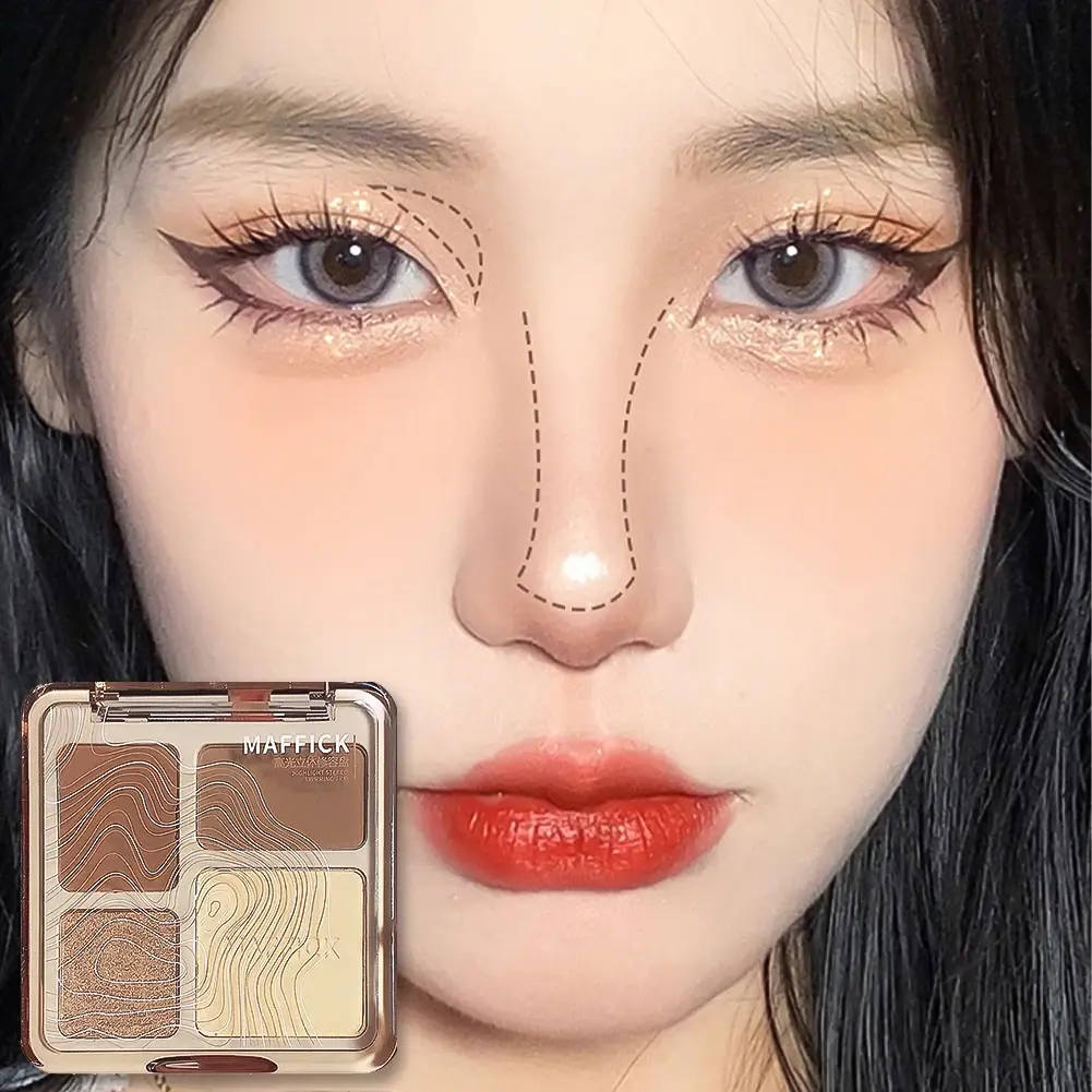 1Pc Luxurious Matte Highlighter Bronzer Palette Smudge-Proof Contouring Coverage for Flawless Face Shading & Grooming