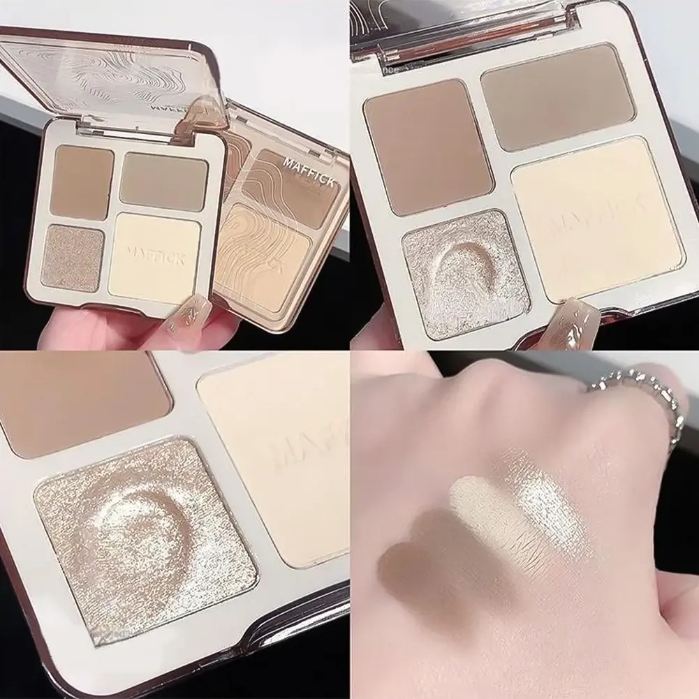 1Pc Luxurious Matte Highlighter Bronzer Palette Smudge-Proof Contouring Coverage for Flawless Face Shading & Grooming