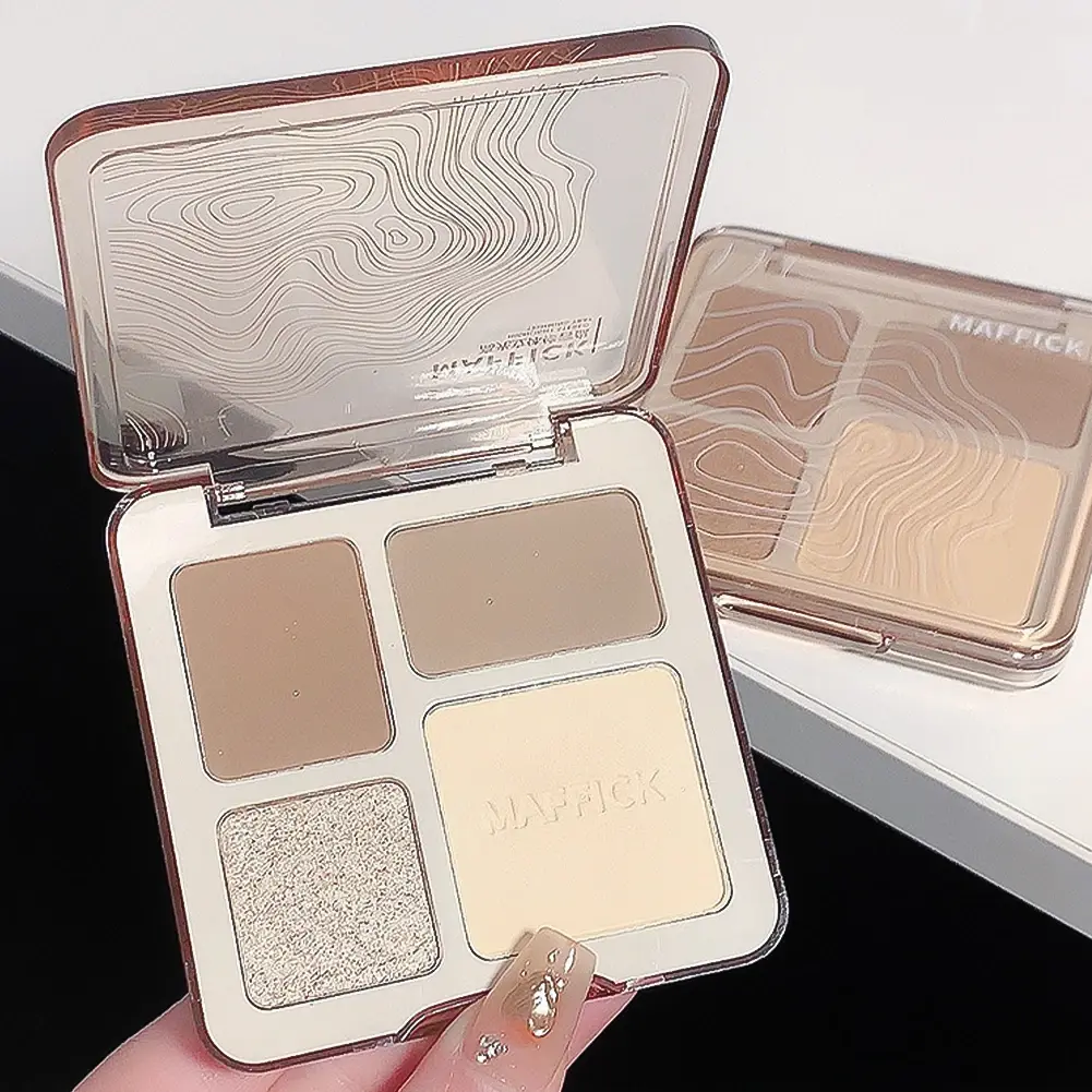1Pc Luxurious Matte Highlighter Bronzer Palette Smudge-Proof Contouring Coverage for Flawless Face Shading & Grooming