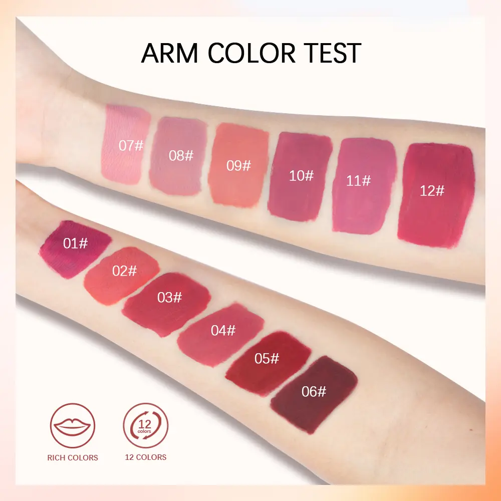 12 Color Matte Velvet Lip Gloss Waterproof Long-lasting Liquid Lipstick Cosmetic Beauty Keep 12 Hours Moist Lip Gloss Makeup