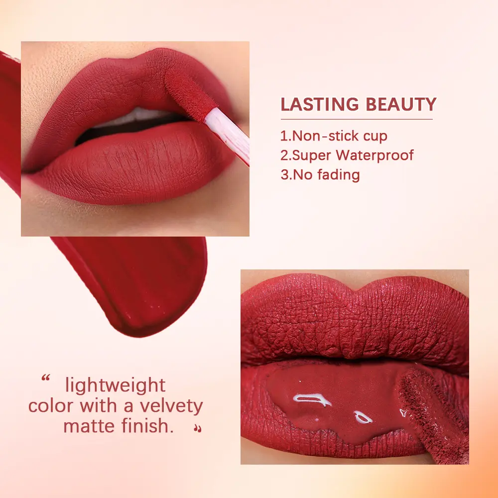 12 Color Matte Velvet Lip Gloss Waterproof Long-lasting Liquid Lipstick Cosmetic Beauty Keep 12 Hours Moist Lip Gloss Makeup