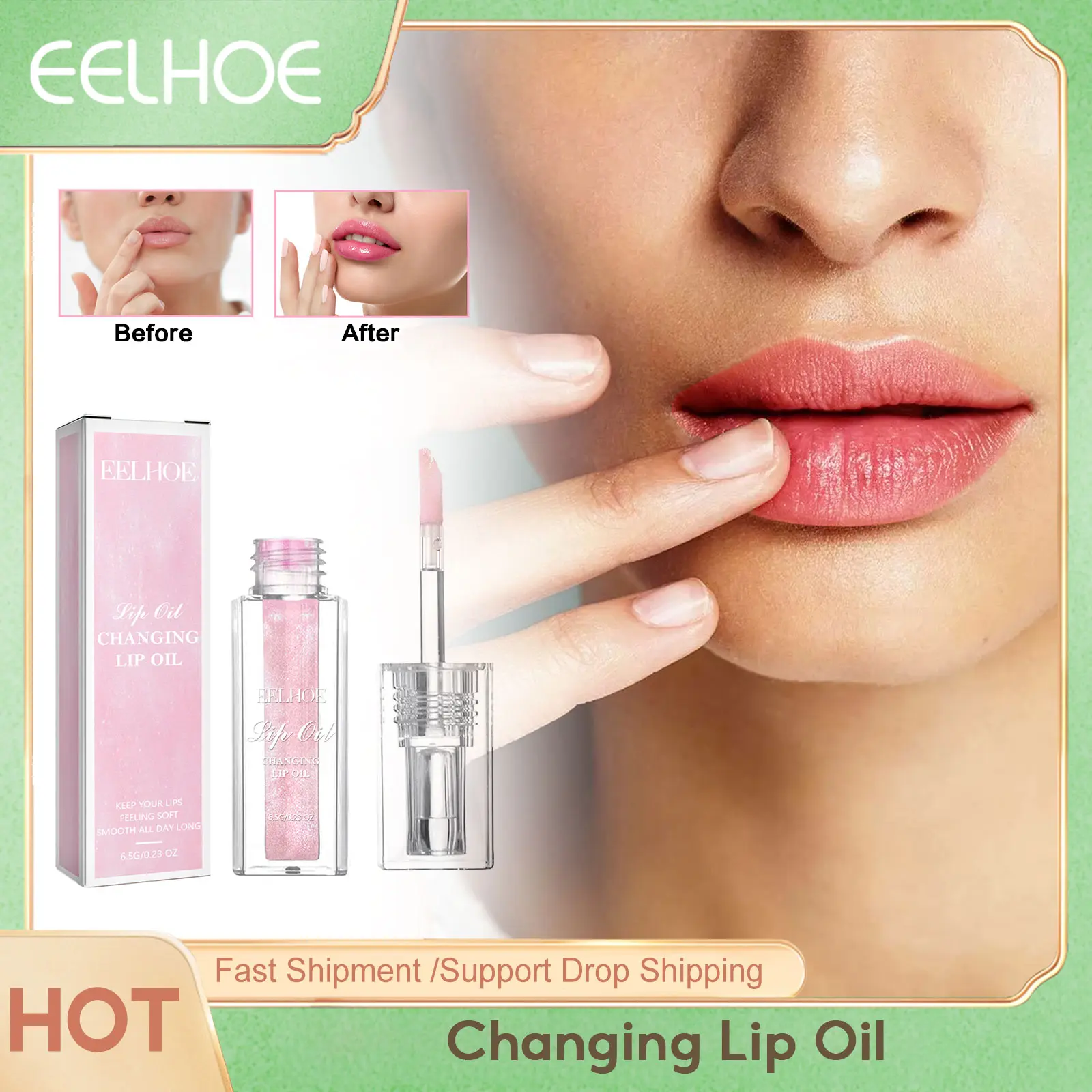 EELHOE Color Changing Lip Oil Natural Lasting Moisturizing Nutritious Reduce Lip Lines Crystal Transparent Jelly Plump Lip Gloss