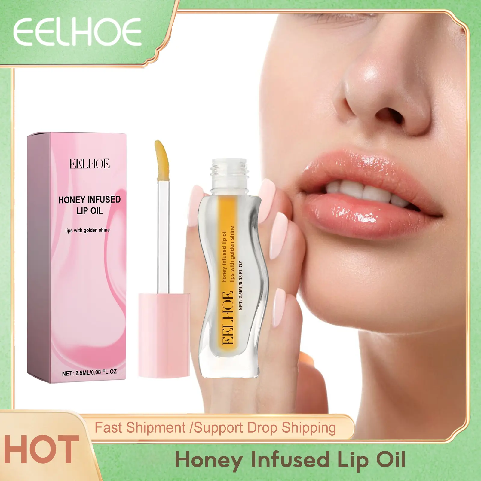EELHOE Honey Infused Lip Oil Moisturizing Anti Dry Lipstick Fade Lip Lines Essence Oil Liquid Lipstick Repair Lip Care Products