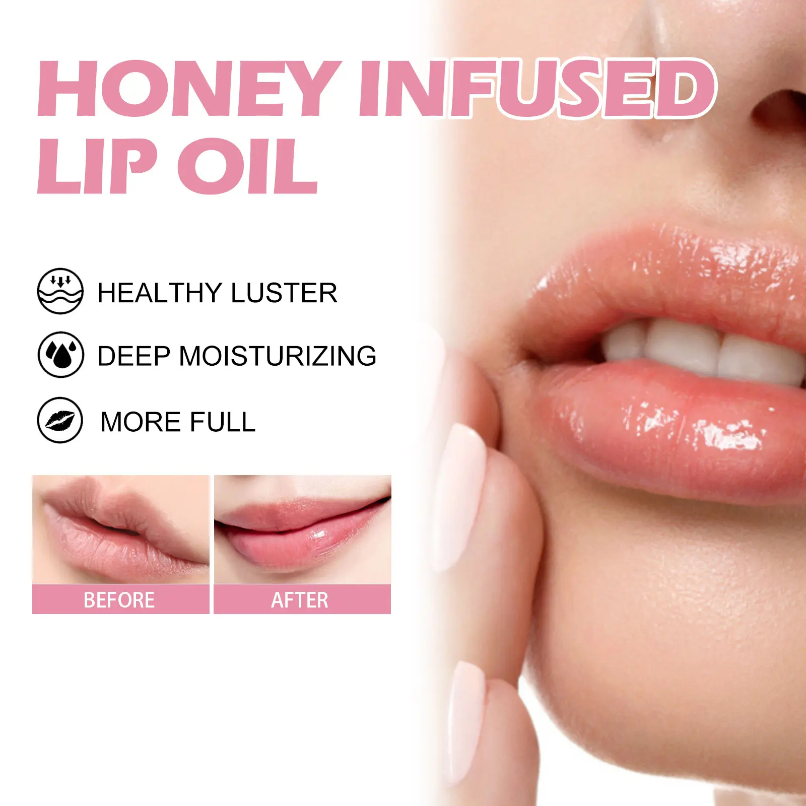 EELHOE Honey Infused Lip Oil Moisturizing Anti Dry Lipstick Fade Lip Lines Essence Oil Liquid Lipstick Repair Lip Care Products