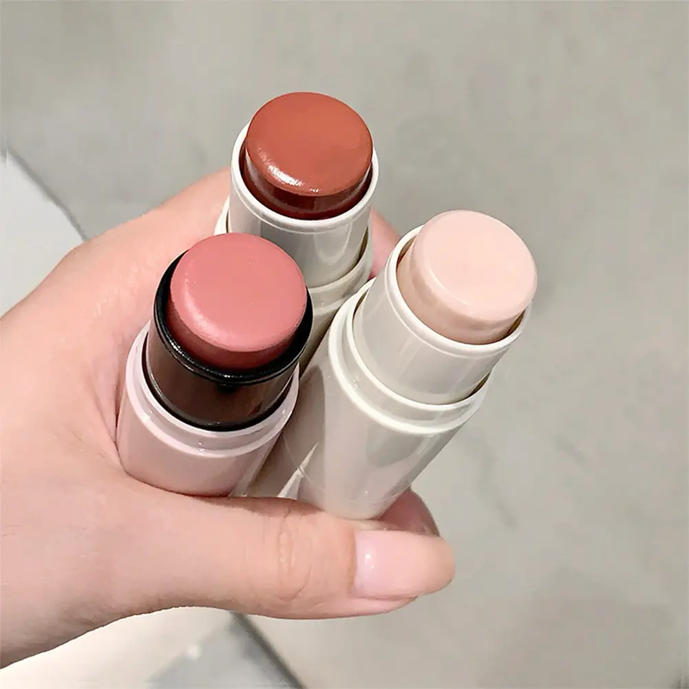 Double Head Sponge Monochrome Powder Blusher lip cheek dual-use durable matte natural rouge powder blusher stick light nature