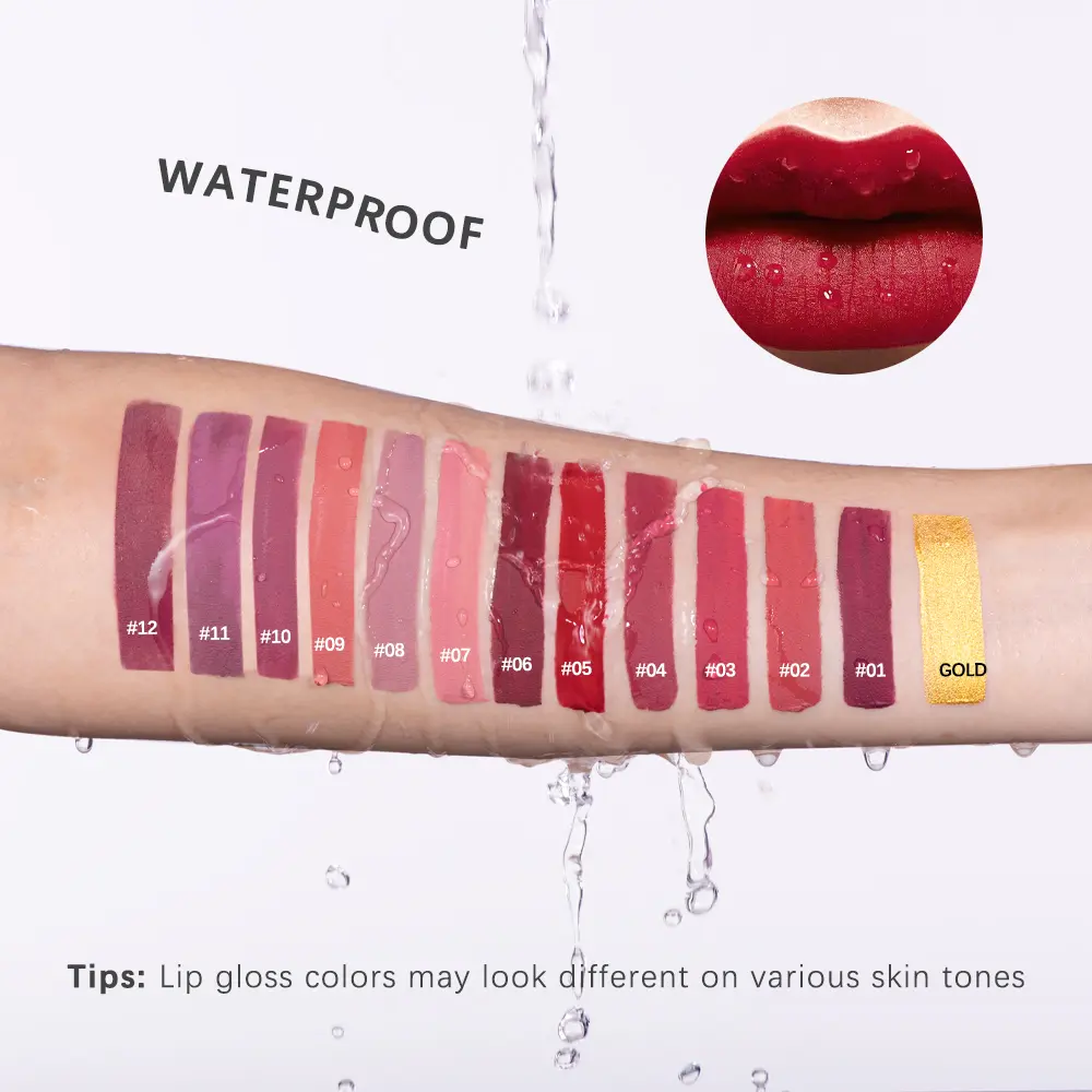 3Colors/Lot Matte Lip Gloss Set Velvet Smooth Liquid Lipstick Long Lasting Waterproof Lip Tint Batom Nude Red Gold Lipgloss Mud