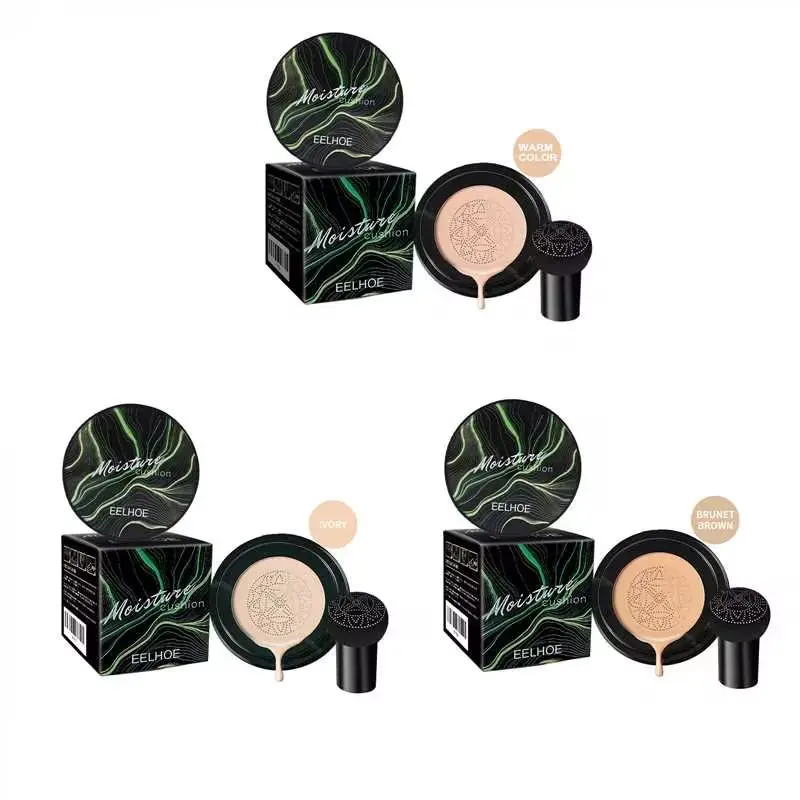 EELHOE Mushroom CC Cream Waterproof Foundation High Coverage Makeup Base Oil Control Nourish Flawless CC Cream with Air Cushion