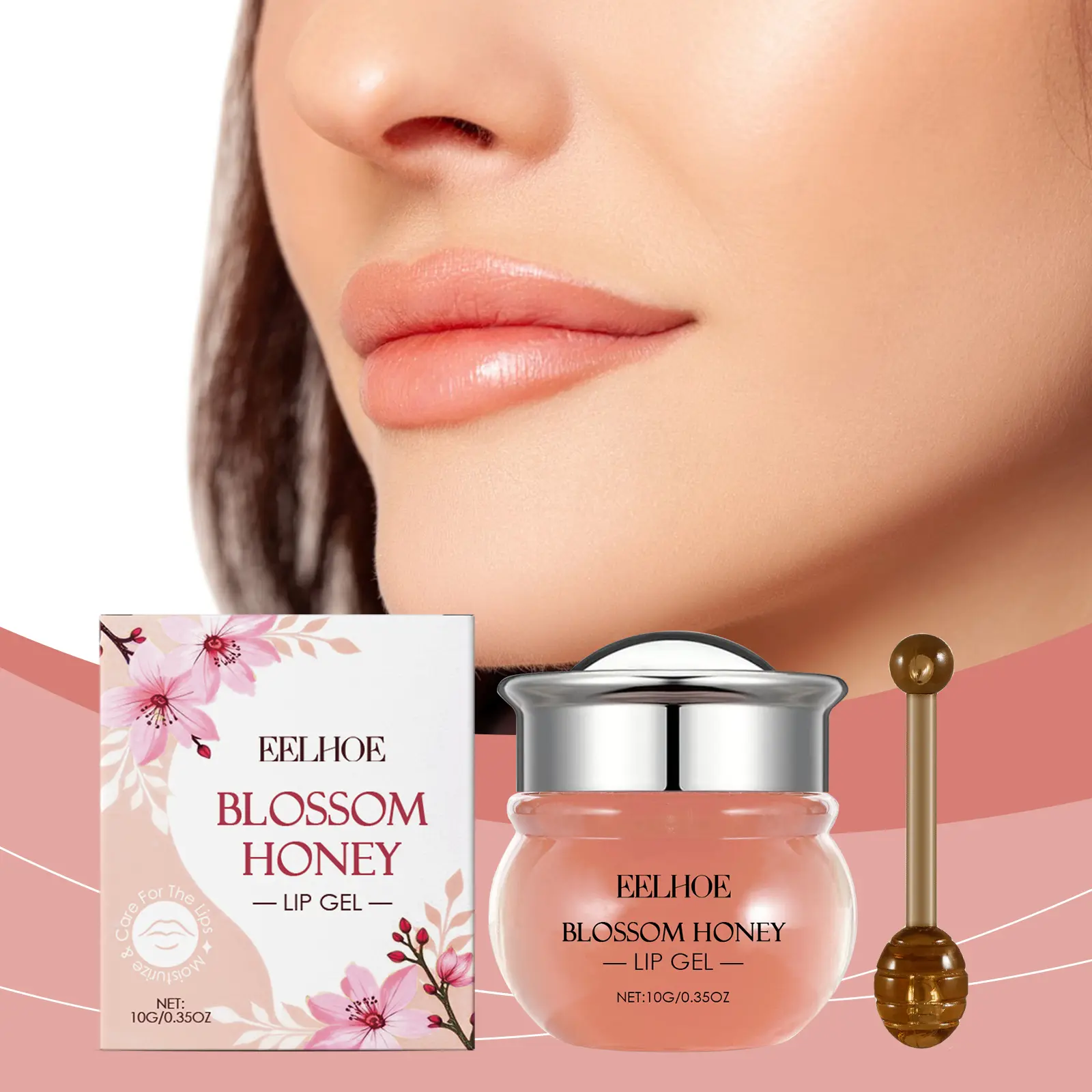Natural Cherry Blossom Sleep Lip Gel Moisturizing Honey Jelly Smooth Lip Line Lip Balm Removal Exfoliating Gel for Dead Skin
