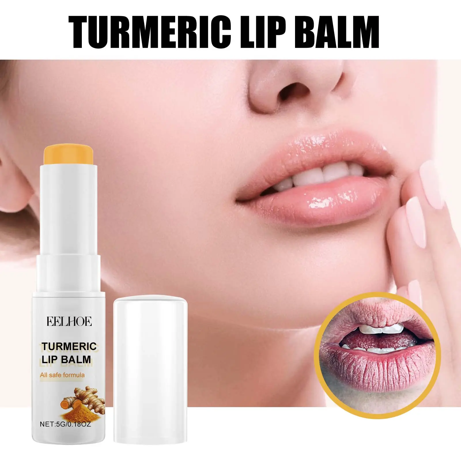 Turmeric Lip Balm Moisturizing Lipsticks Lasting Nourishes Fade Lip Lines Anti-Cracking Hydration Peeling Daily Lip Care Product
