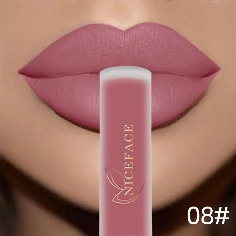 NICEFACE Hot Color Lip Gloss Waterproof Matt Lipgloss Lasting Nude Liquid Lipstick Cosmetic Sexy Women Lip Tint Makeup Lip Stain