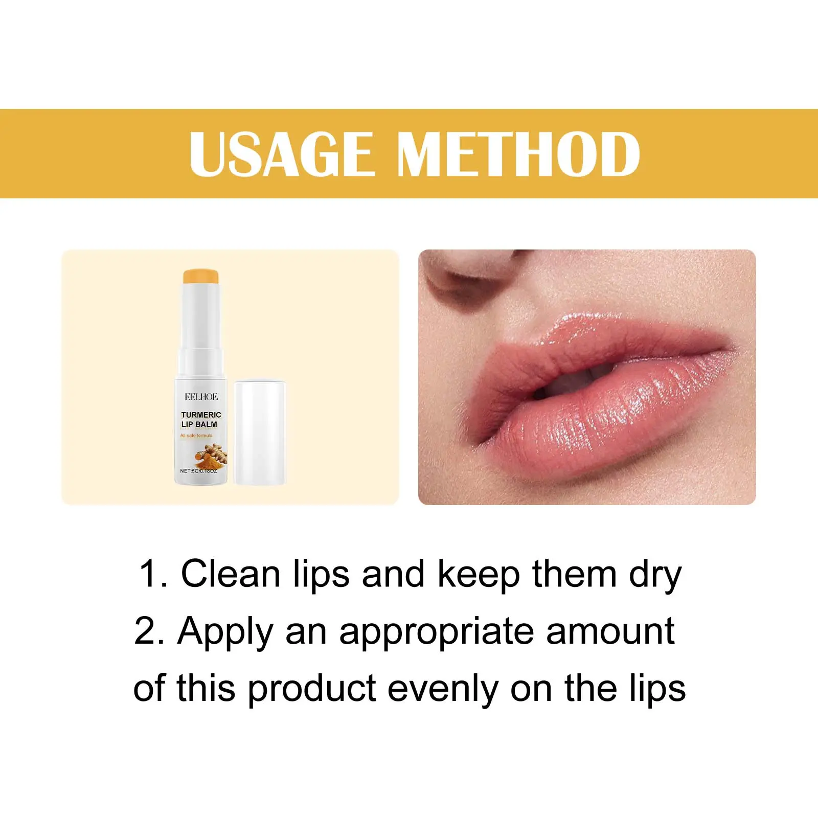 Turmeric Lip Balm Moisturizing Lipsticks Lasting Nourishes Fade Lip Lines Anti-Cracking Hydration Peeling Daily Lip Care Product