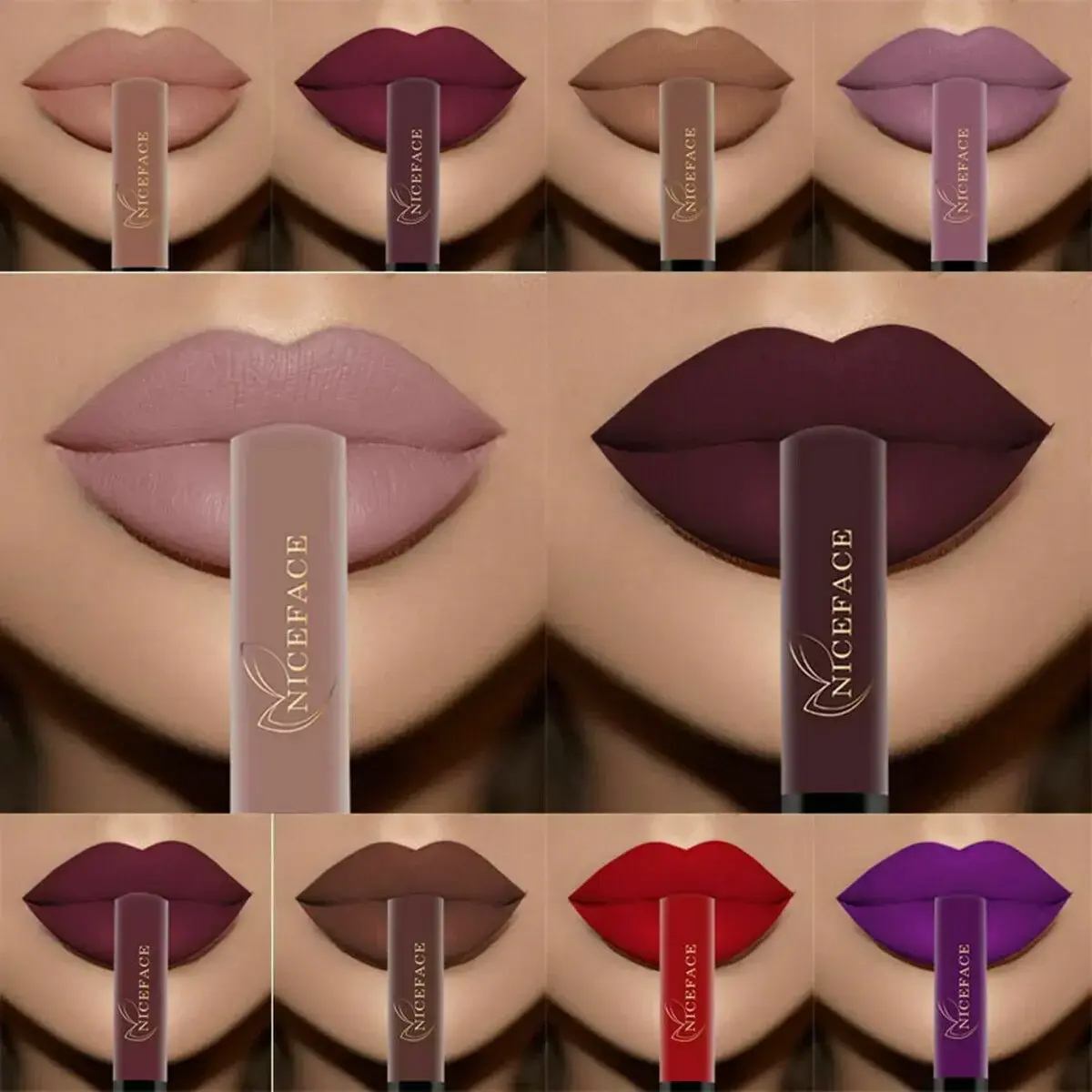 NICEFACE Hot Color Lip Gloss Waterproof Matt Lipgloss Lasting Nude Liquid Lipstick Cosmetic Sexy Women Lip Tint Makeup Lip Stain