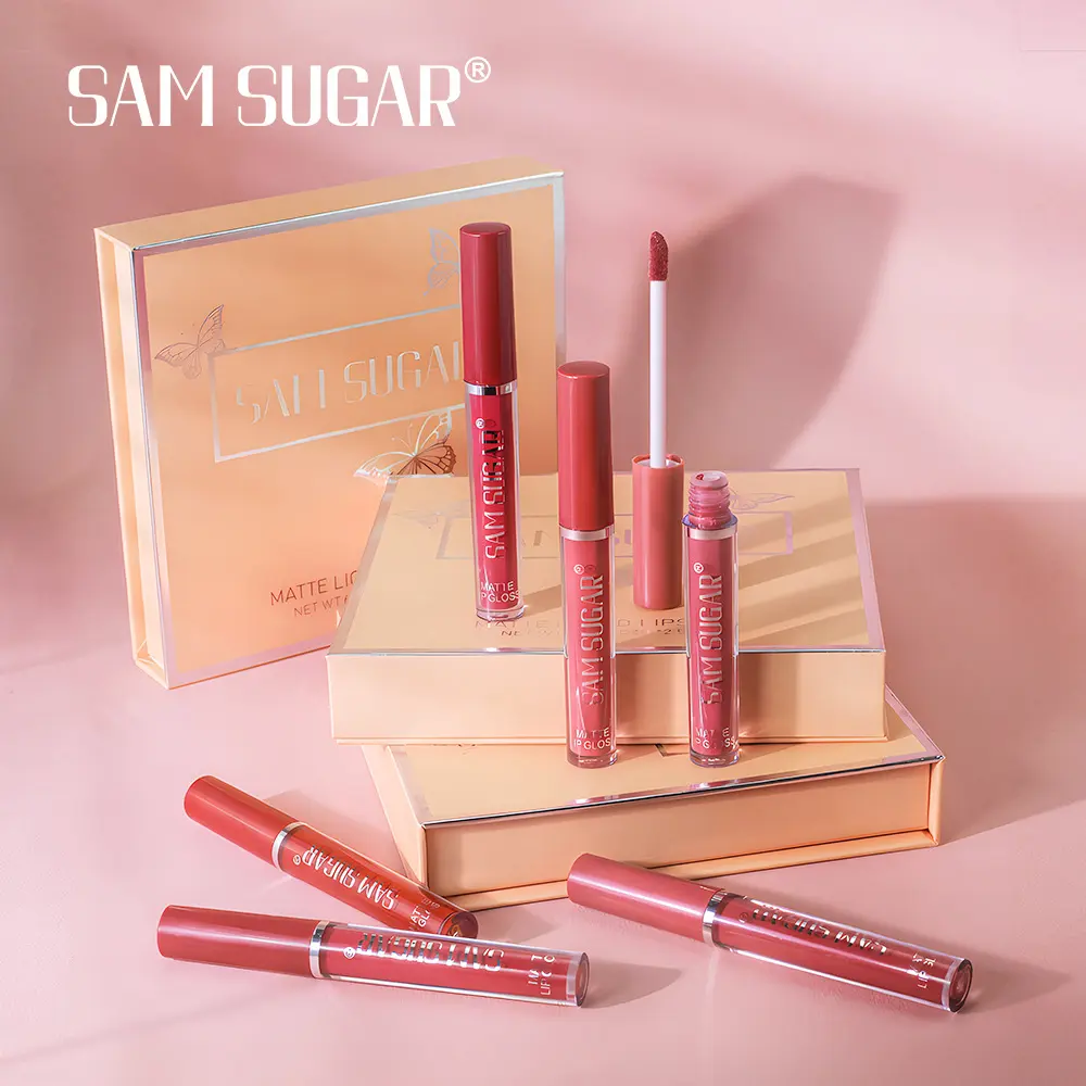 SAM SUGAR Long-Lasting Waterproof Non-stick Cup sexy colors Matte Mist Top 6 Lip gloss set Easy Color silky texture Lip glaze